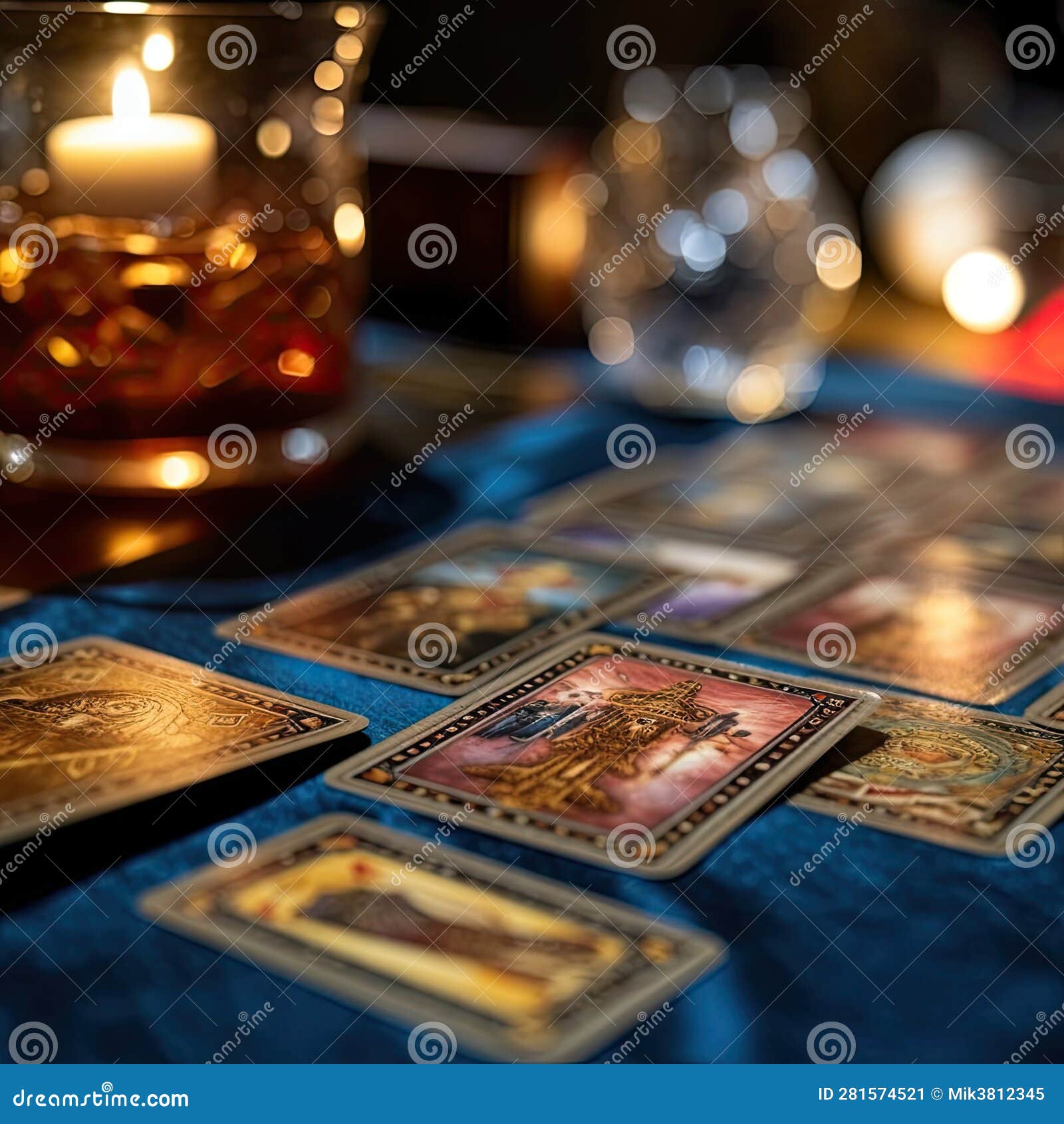 Representation of Fortune Teller and Tarot Cards. Stock Illustration