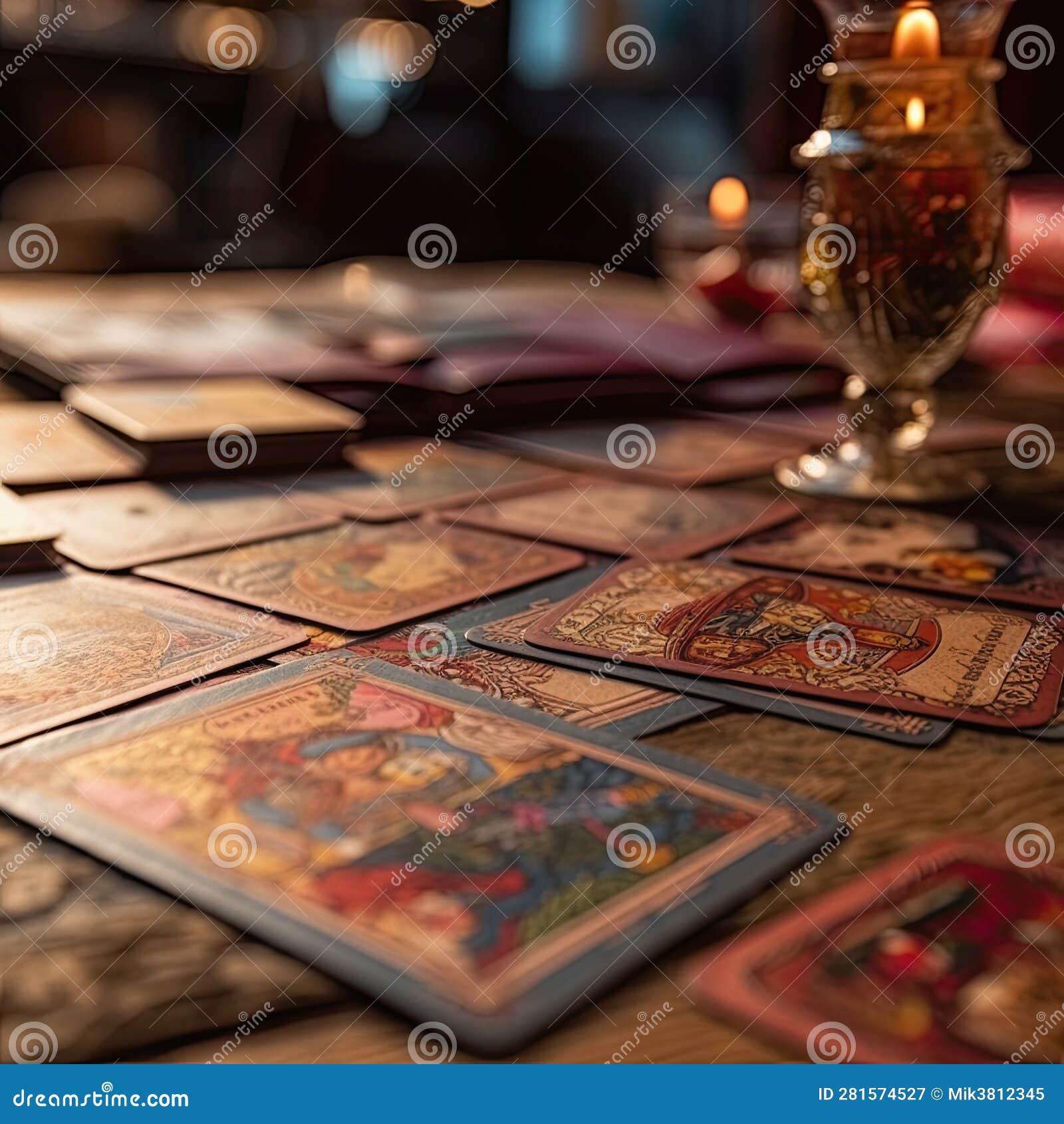 Representation of Fortune Teller and Tarot Cards. Stock Illustration