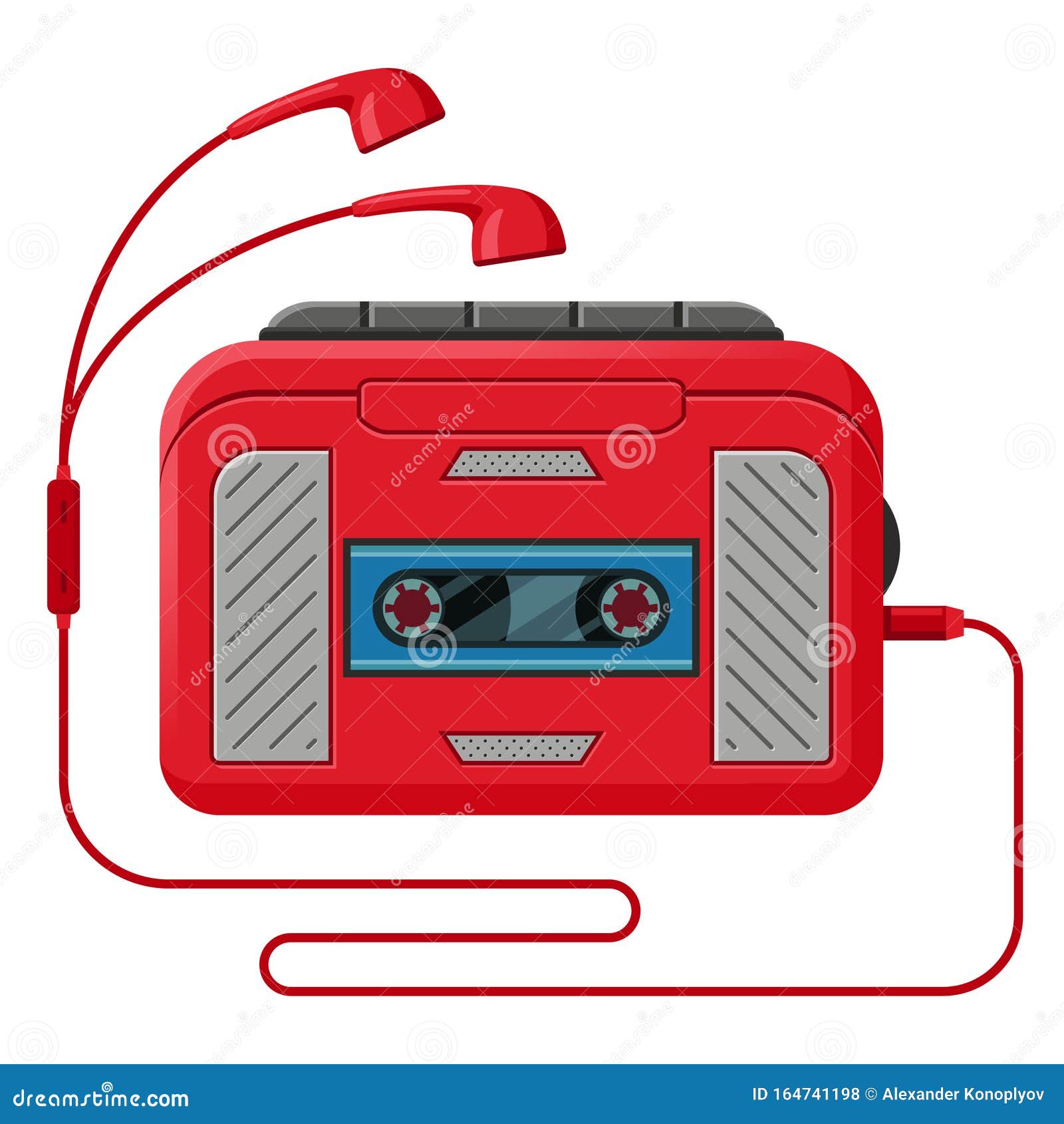 Reproductor De Cassette Con Audífonos, Ilustración Vectorial Plana  Ilustración del Vector - Ilustración de rojo, vendimia: 164741198