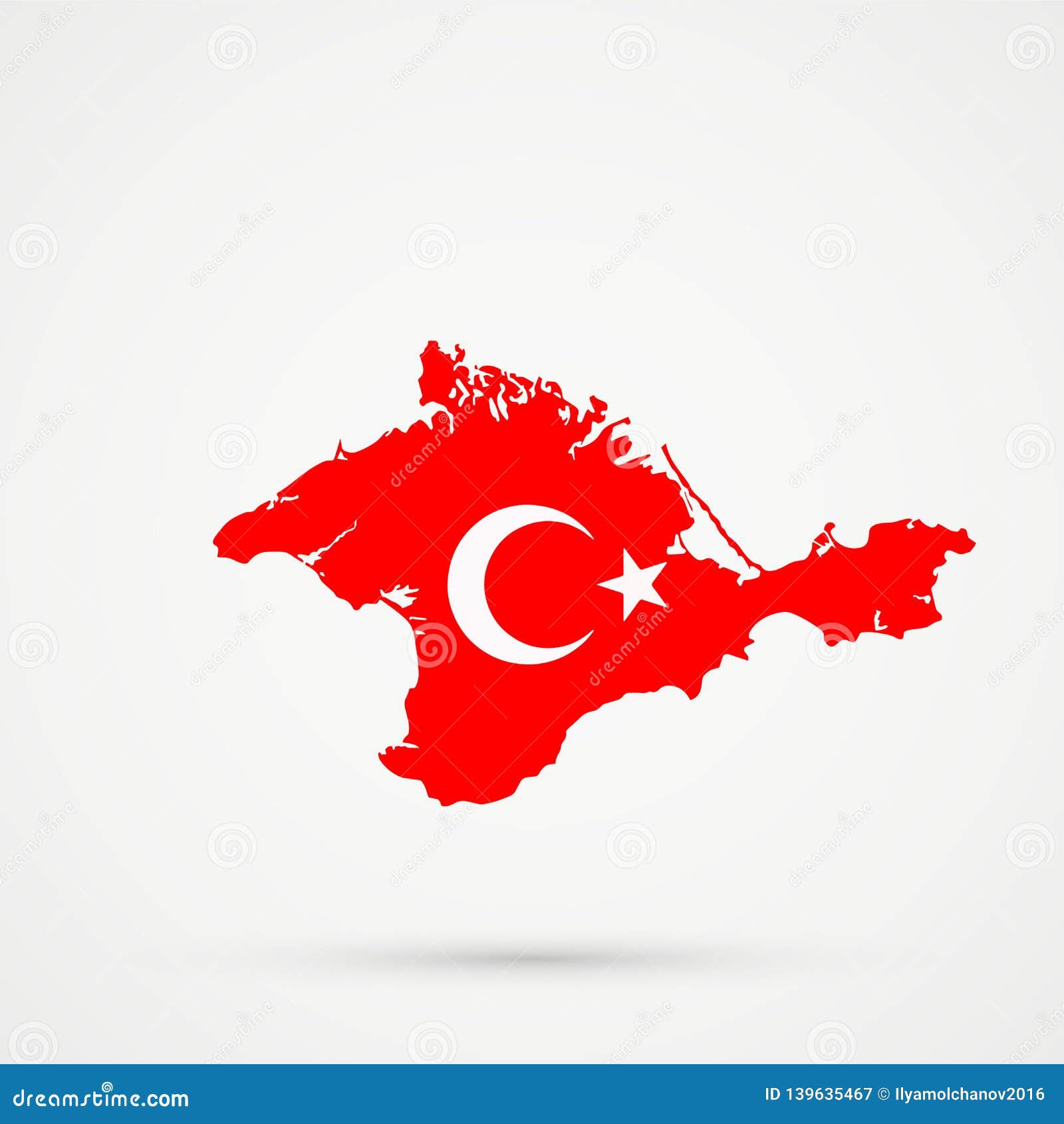 Republic of Crimea Map in Turkey Flag Colors, Editable Vector Stock ...
