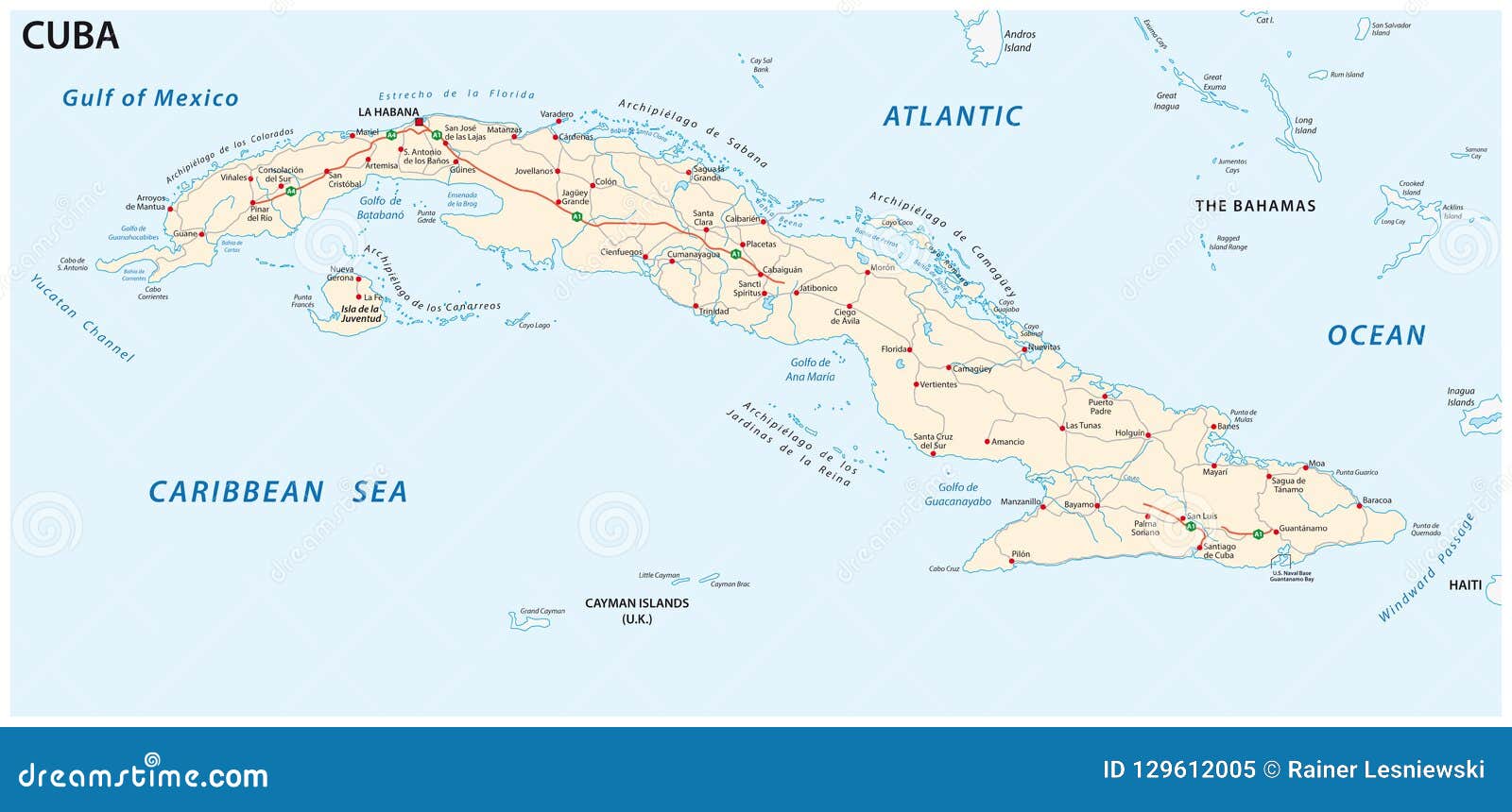 Republic of Cuba Road Vector Map Stock Vector Illustration of haiti