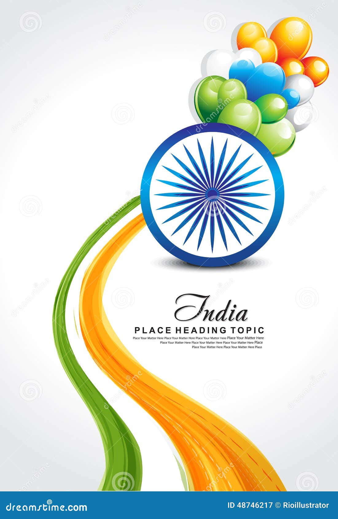 Republic Day Background with Wave Stock Vector - Illustration of nation,  republic: 48746217
