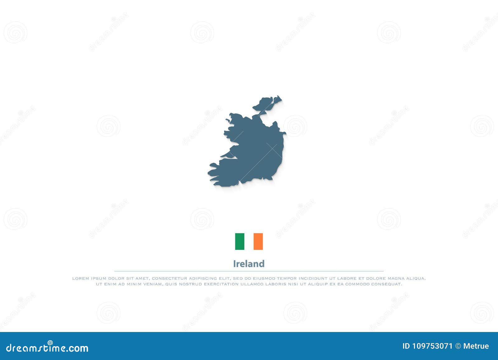Republic Ireland Isolated Maps Official Flag Icon Vector Irish Territory Logo Eu Geographic Banner Template Travel Business 109753071 