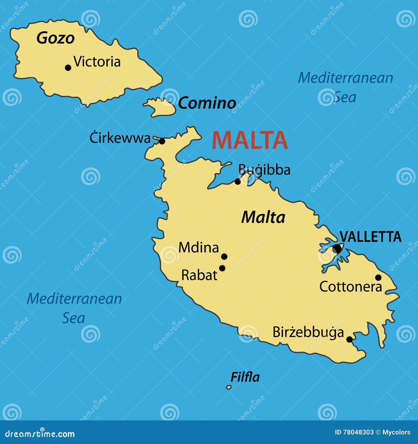 Republic Of Malta Map Of Country Vector Stock Vector Illustration Of Island Land