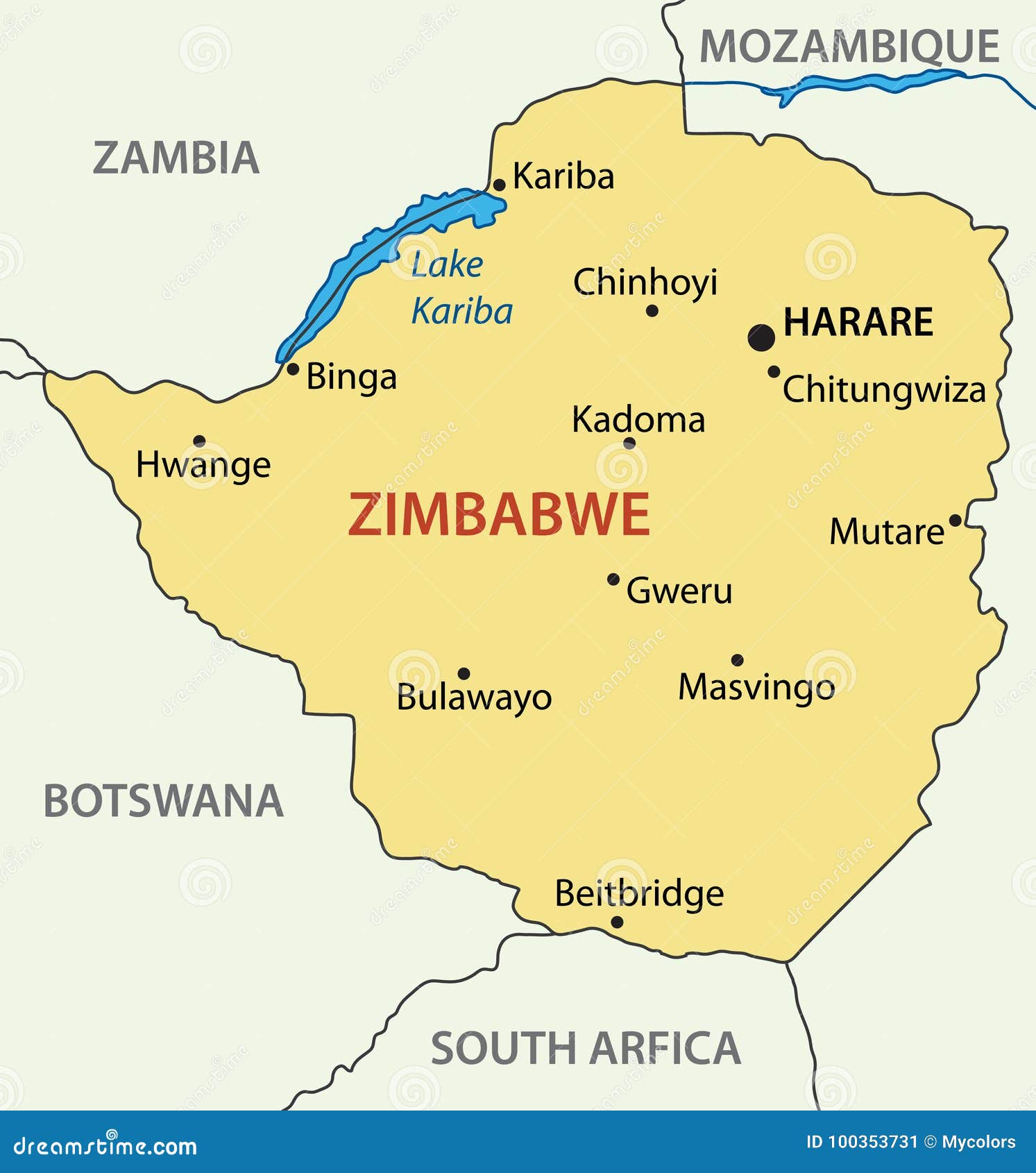 republic of zimbabwe -  map