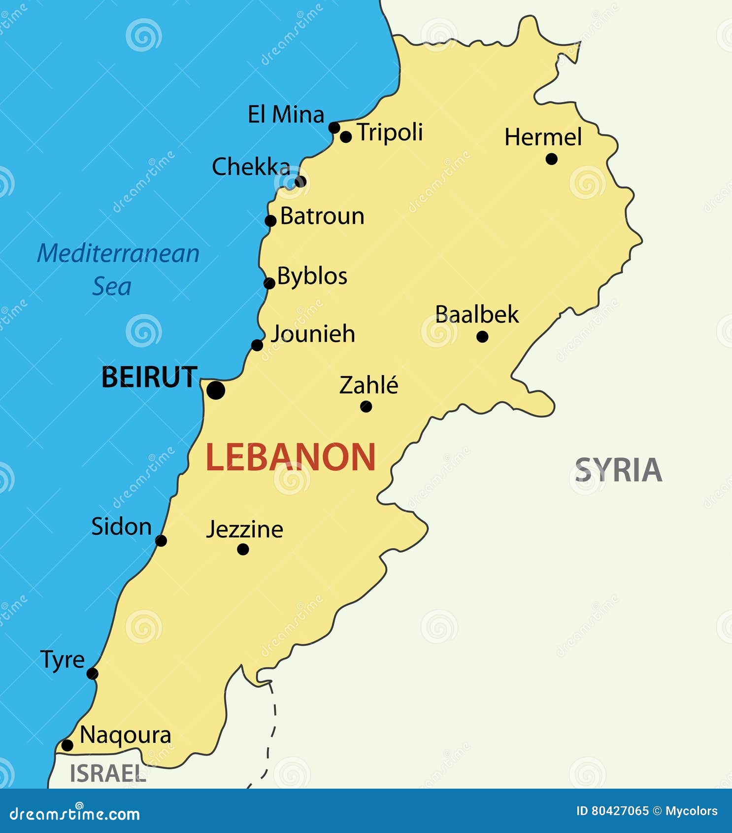 Republik Libanon - Der Libanon - Karte Vektor Abbildung ...