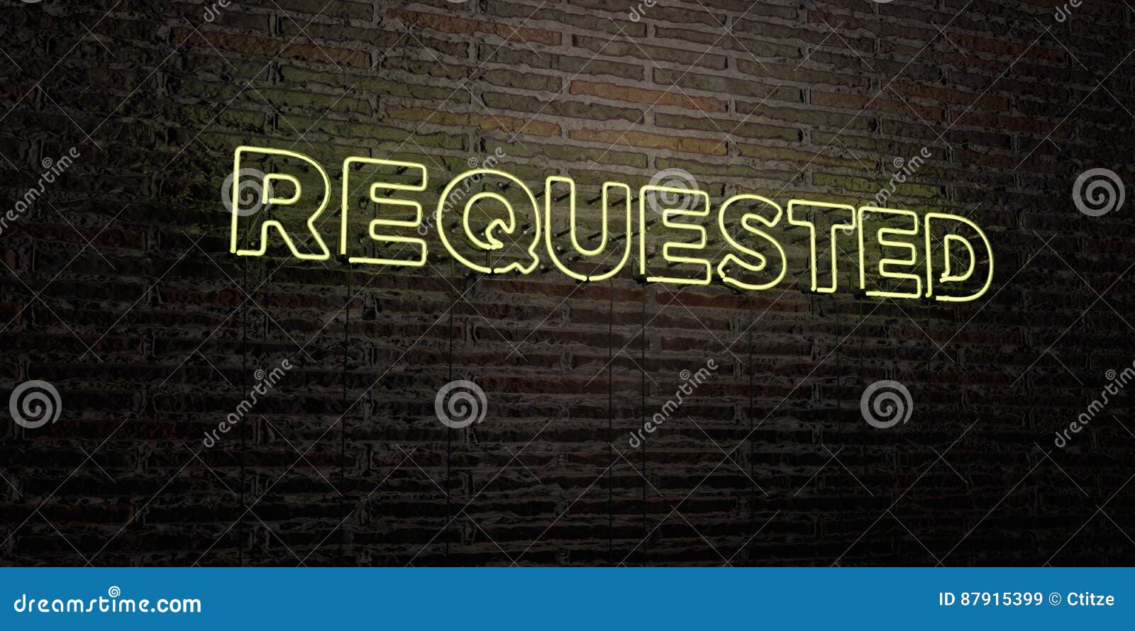 requested -realistic neon sign on brick wall background - 3d rendered royalty free stock image