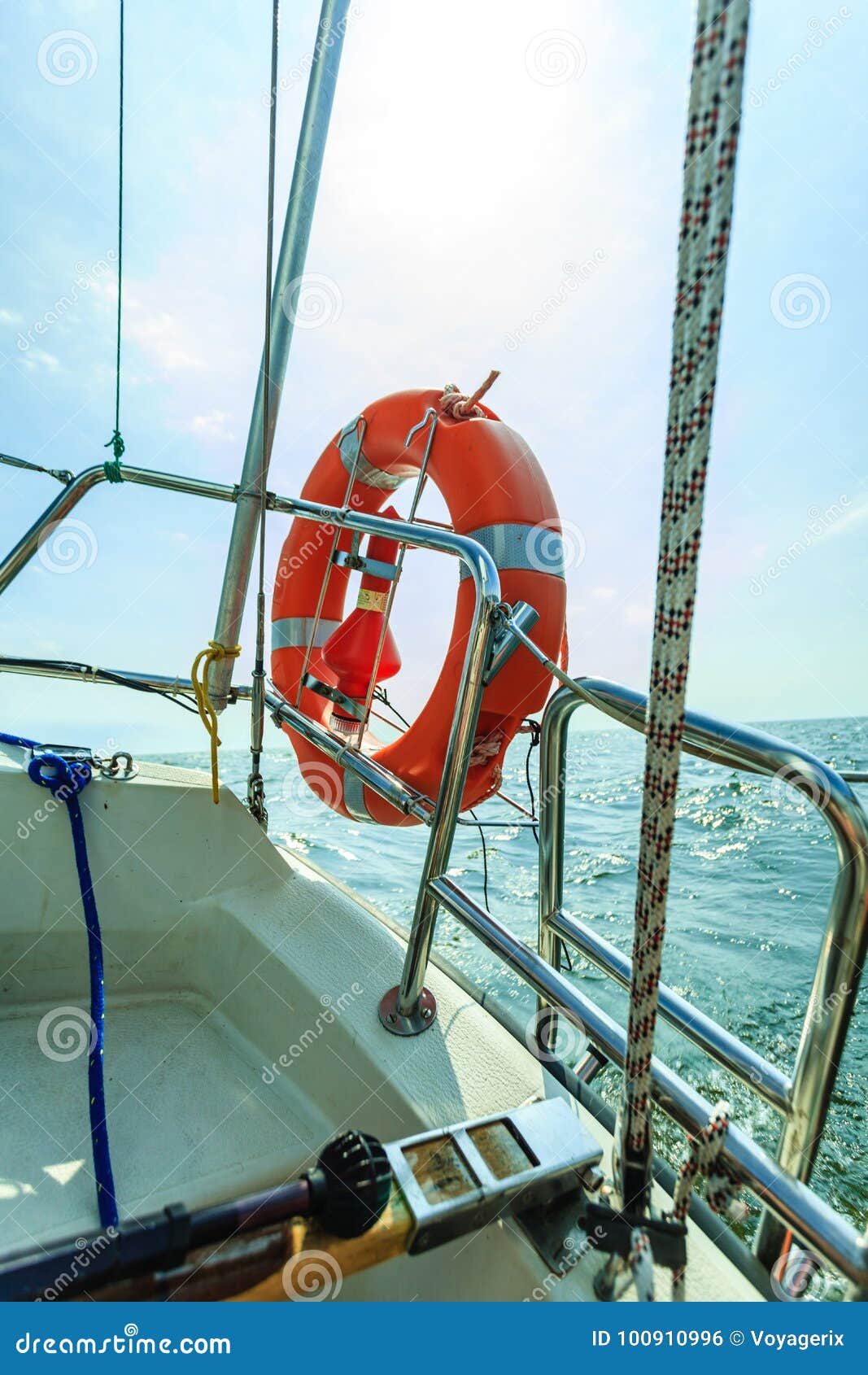 life ring on a sailboat