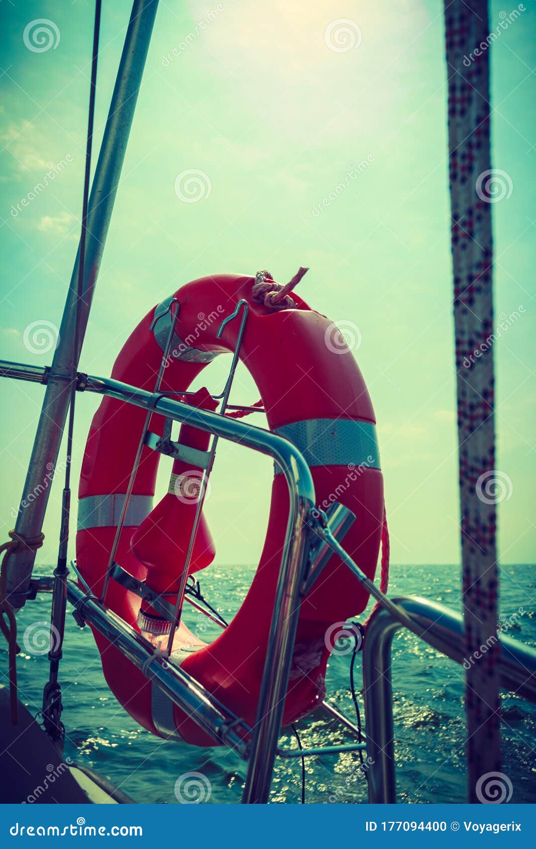 life ring on a sailboat