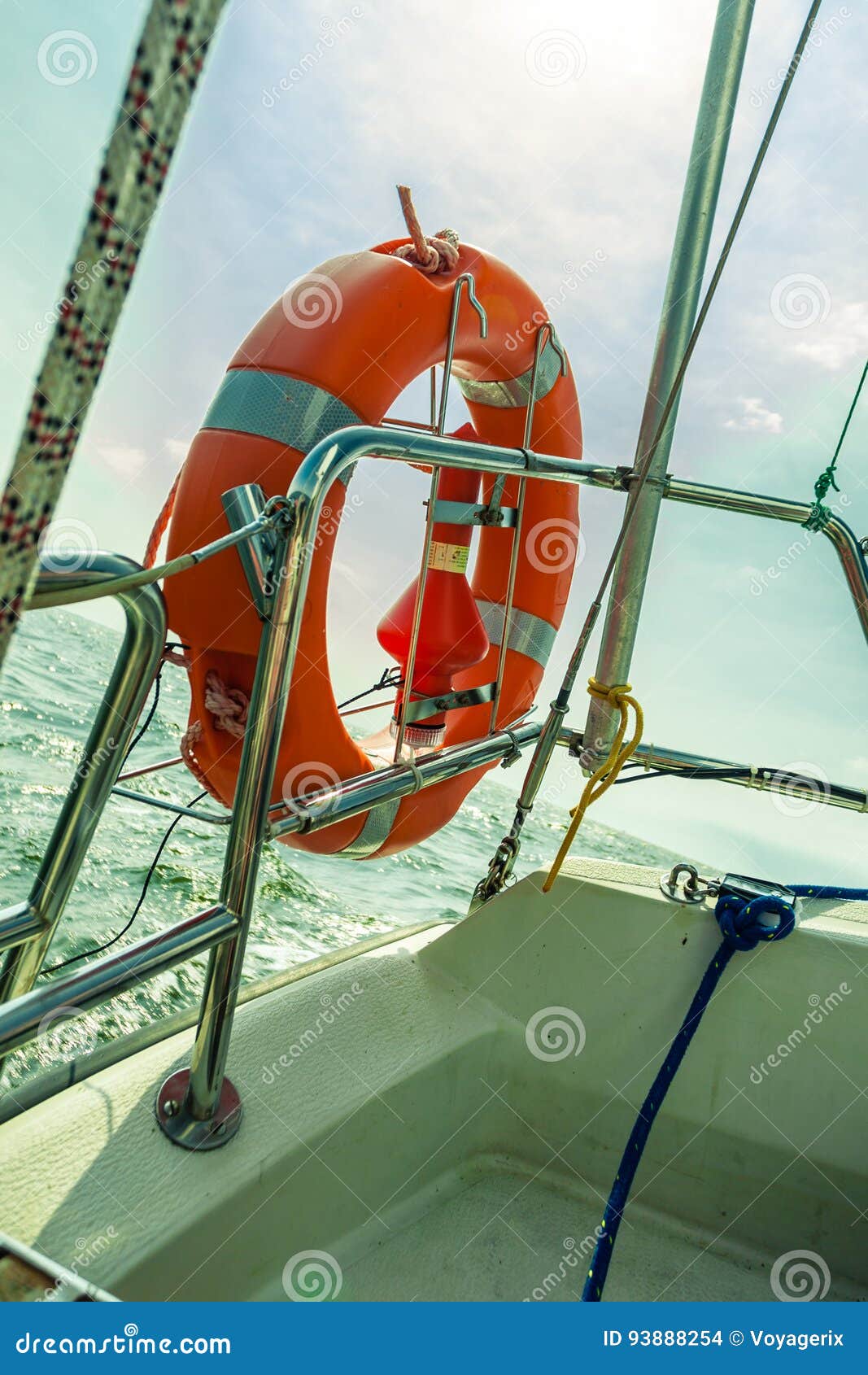 life ring on a sailboat