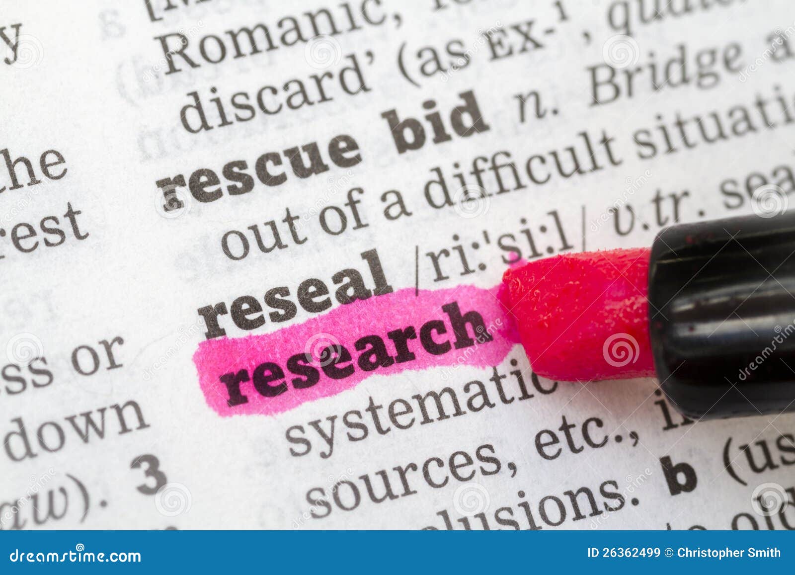 dictionary definition for research