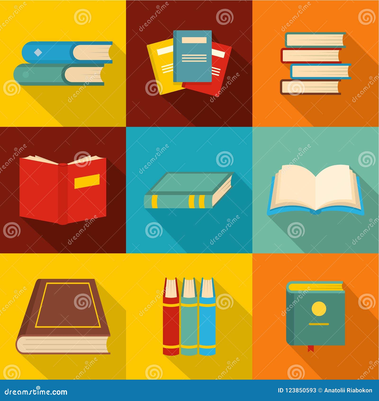 Research Paper Icons Set, Flat Style Stock Illustration - Illustration of  education, page: 123850593
