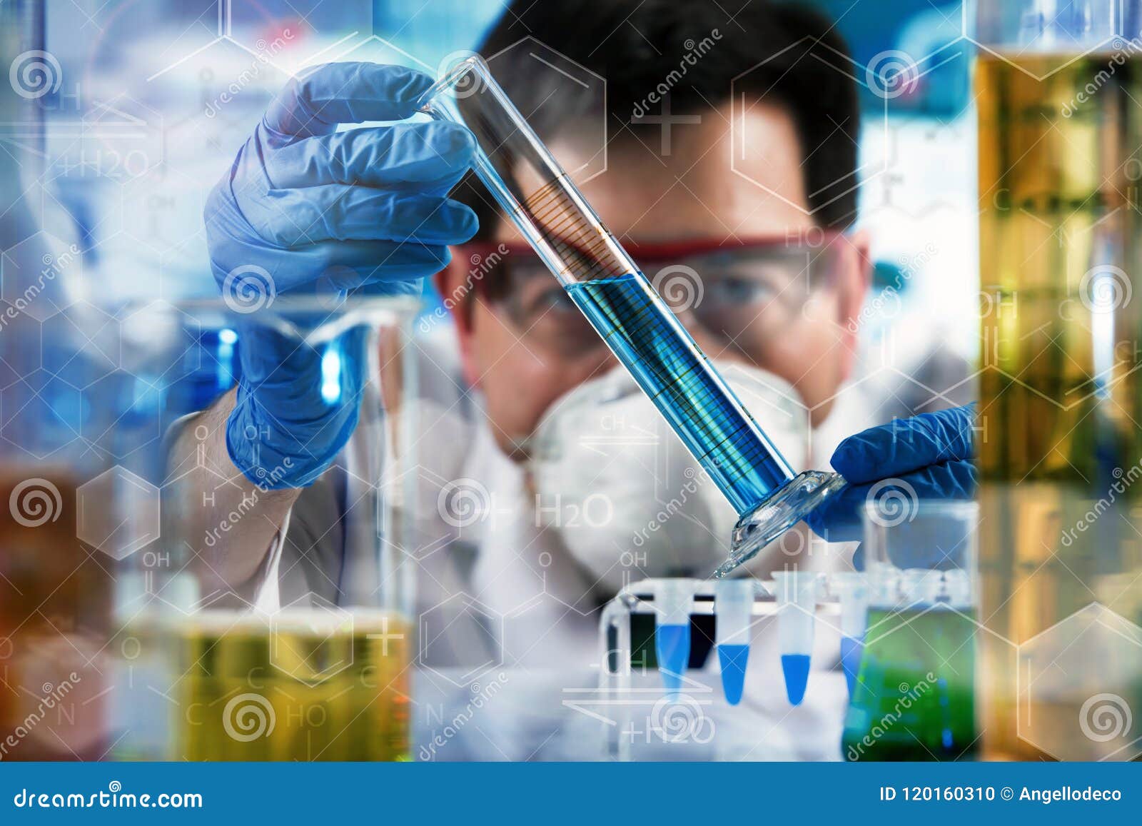 researcher working with tube test in the research laboratory