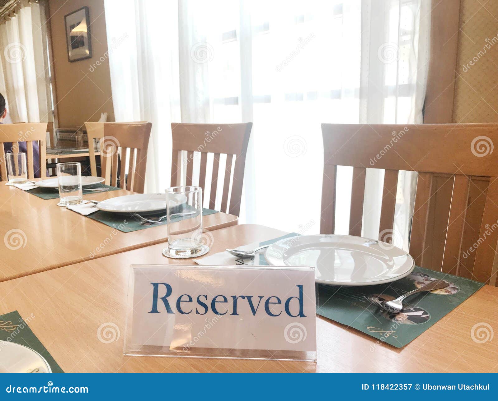Reserved Sign on Restaurant Table Stock Image Image of meal, cafe 118422357