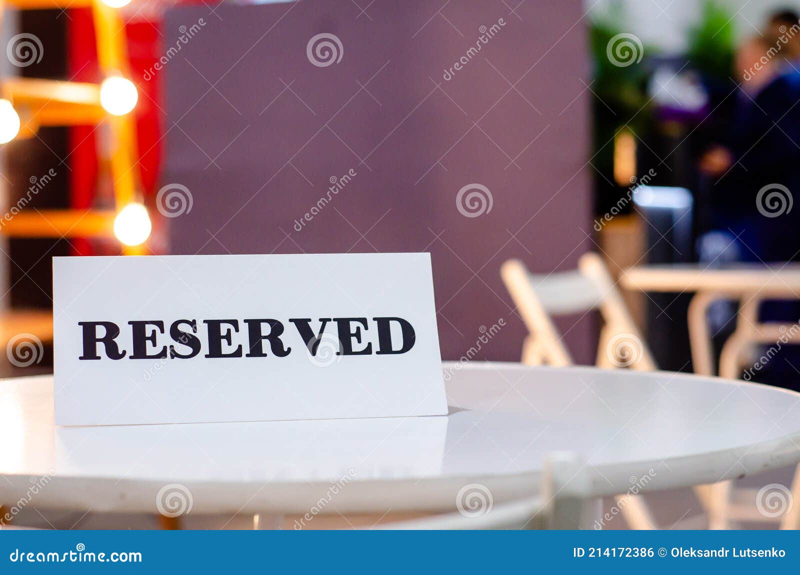Reserved Sign on a Table in Restaurant Stock Photo Image of lunch, interior 214172386