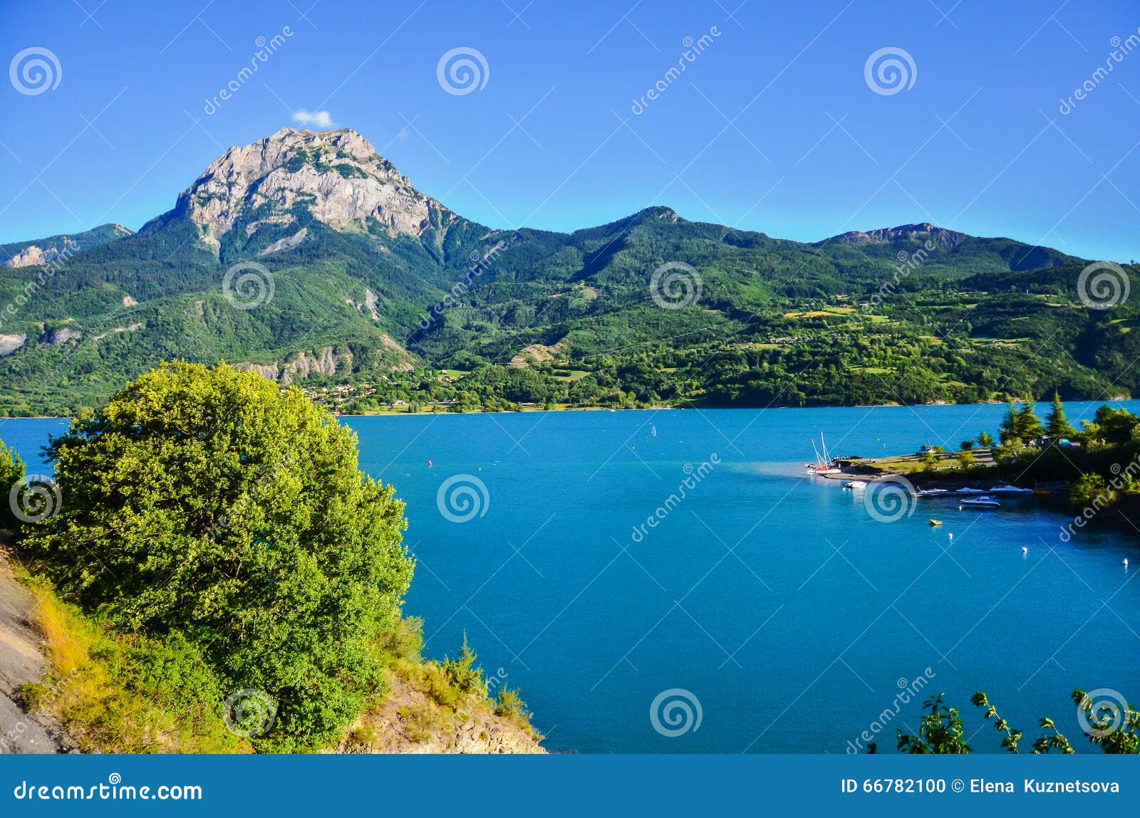 reservoir lac de serre-ponson on the south-eastern france in the durance river. provence, the alps.