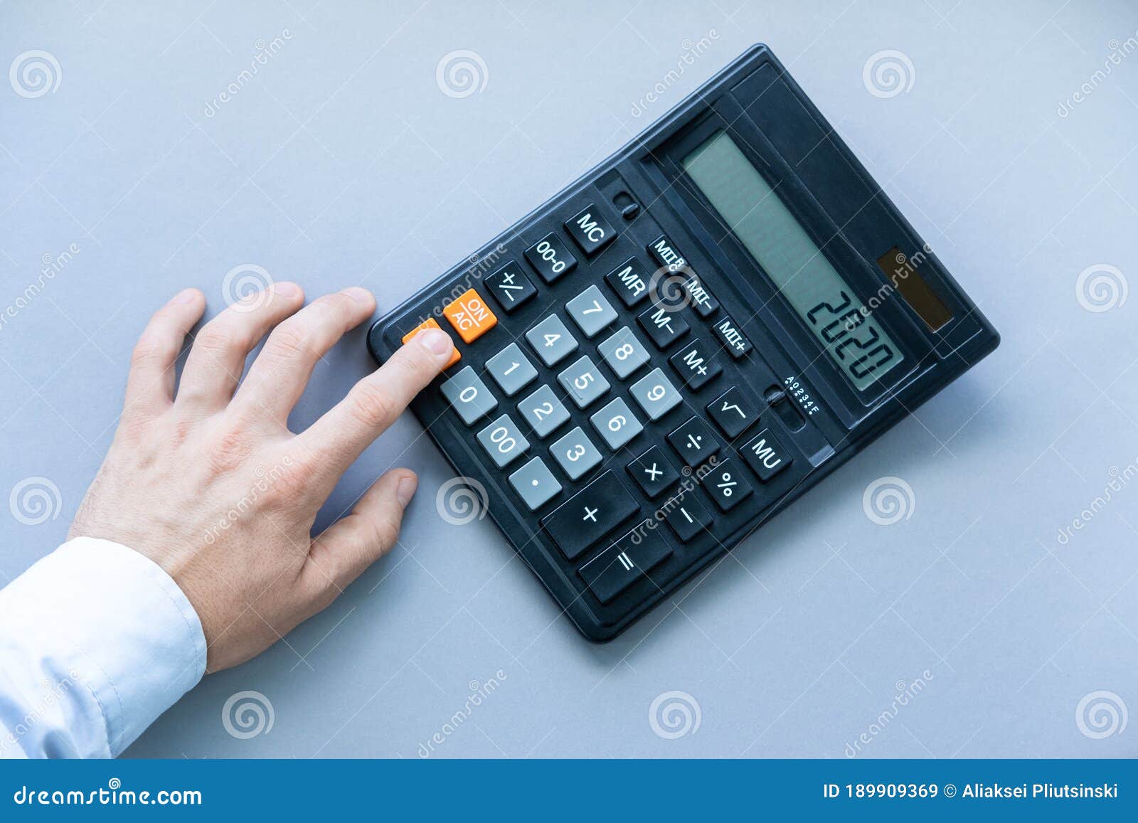 Inclined nitrogen sew Reset the Calculator by Pressing the Button with Your Index Finger.  Business Concept Planning 2021 Stock Image - Image of budget, 2021:  189909369