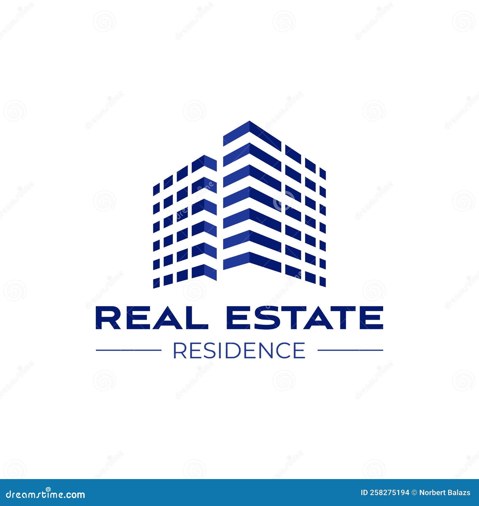 Real Estate Logo Design Template. Perspective View of Buildings Stock