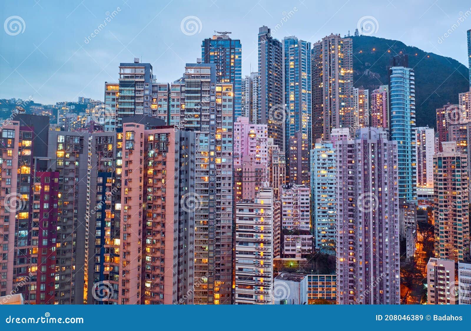 Residential Buildings in the City Center. Hong Kong Editorial Stock