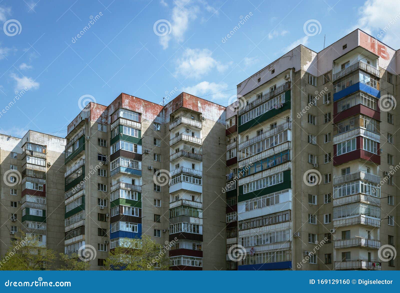 residential buildings in maikop, russia, soviet modernism era