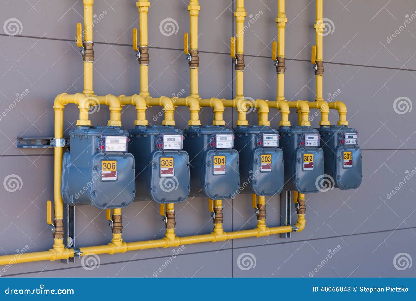 residential gas energy meters row supply plumbing