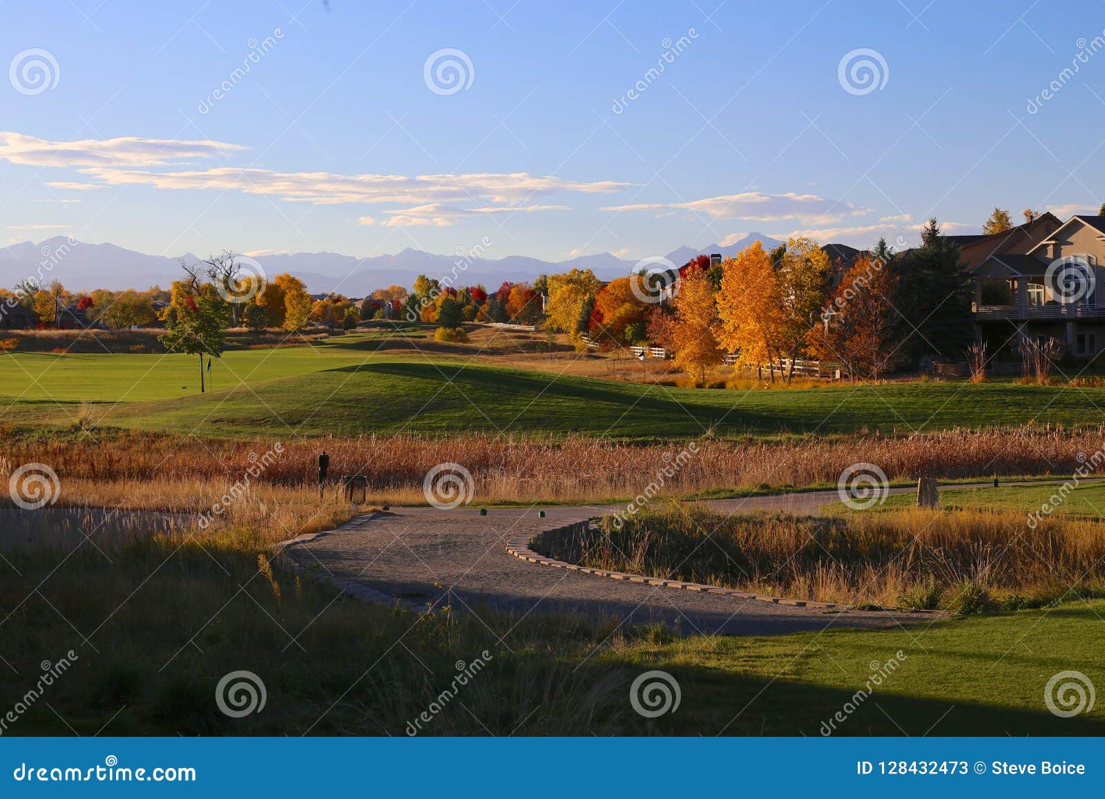 Residential Golf Course in Broomfield, Colorado with Fall Colors and