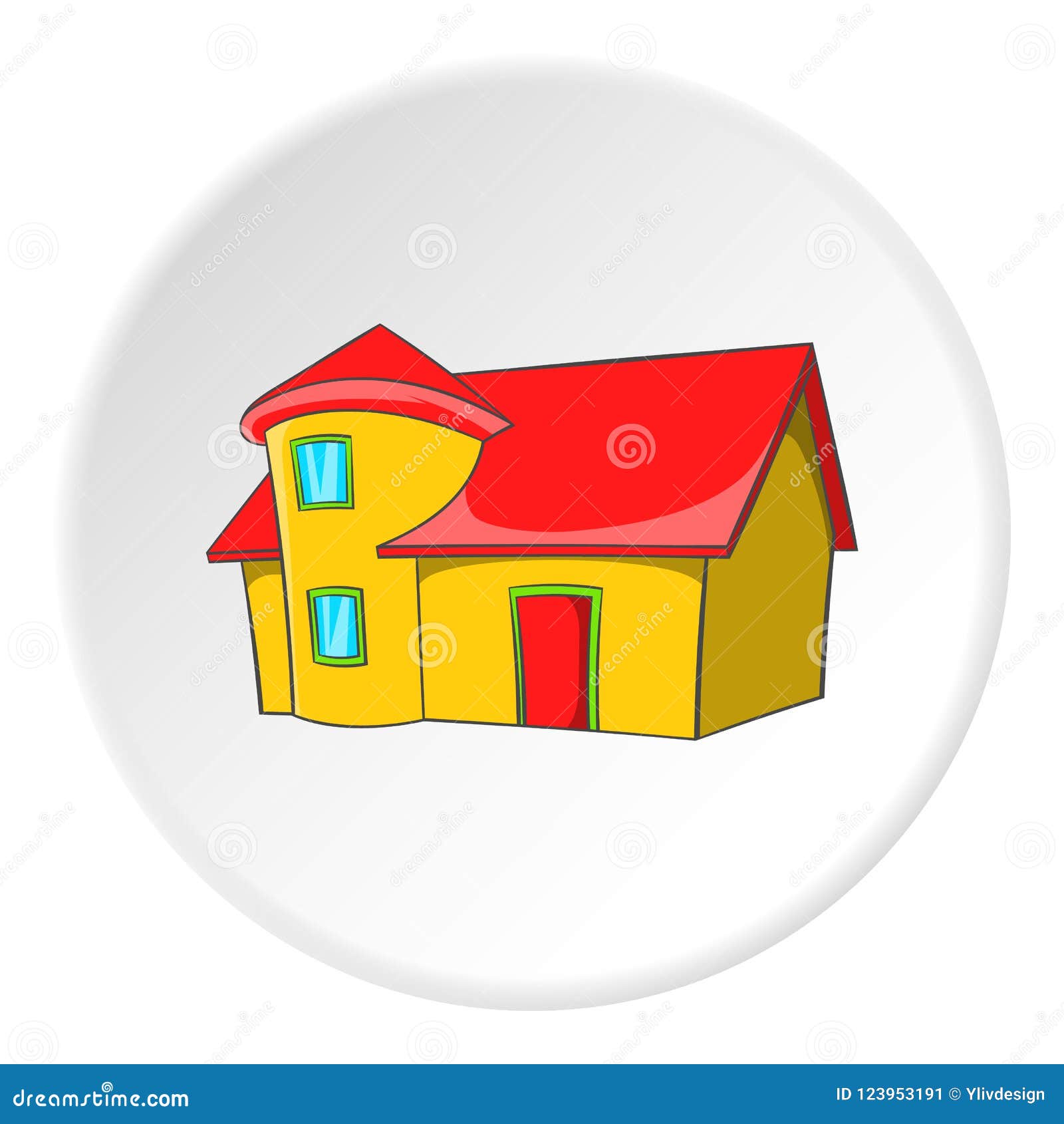 Residential House with Roof Icon, Cartoon Style Stock Illustration ...