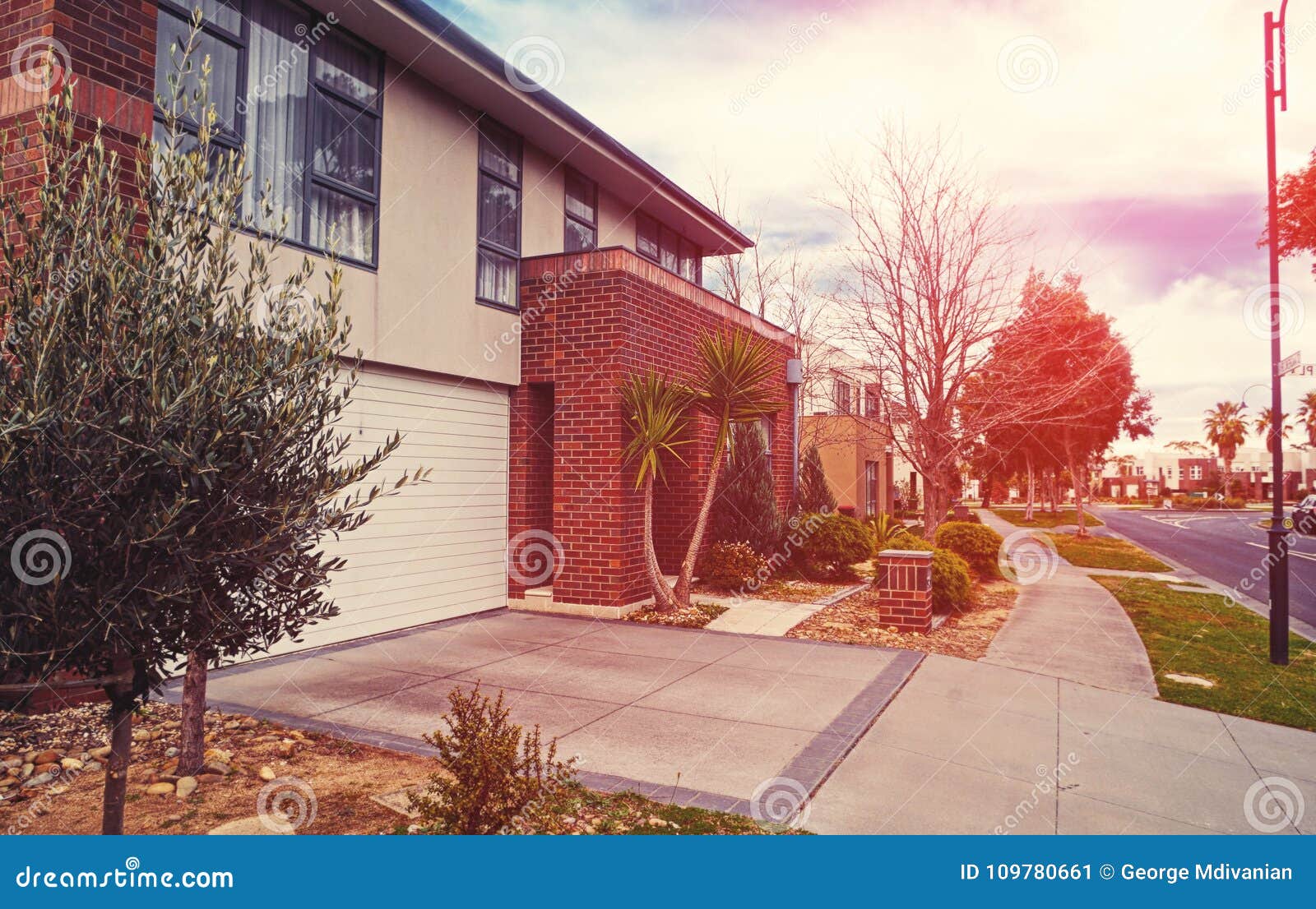 Residential Houses in Sunset Stock Image Image of garden, background