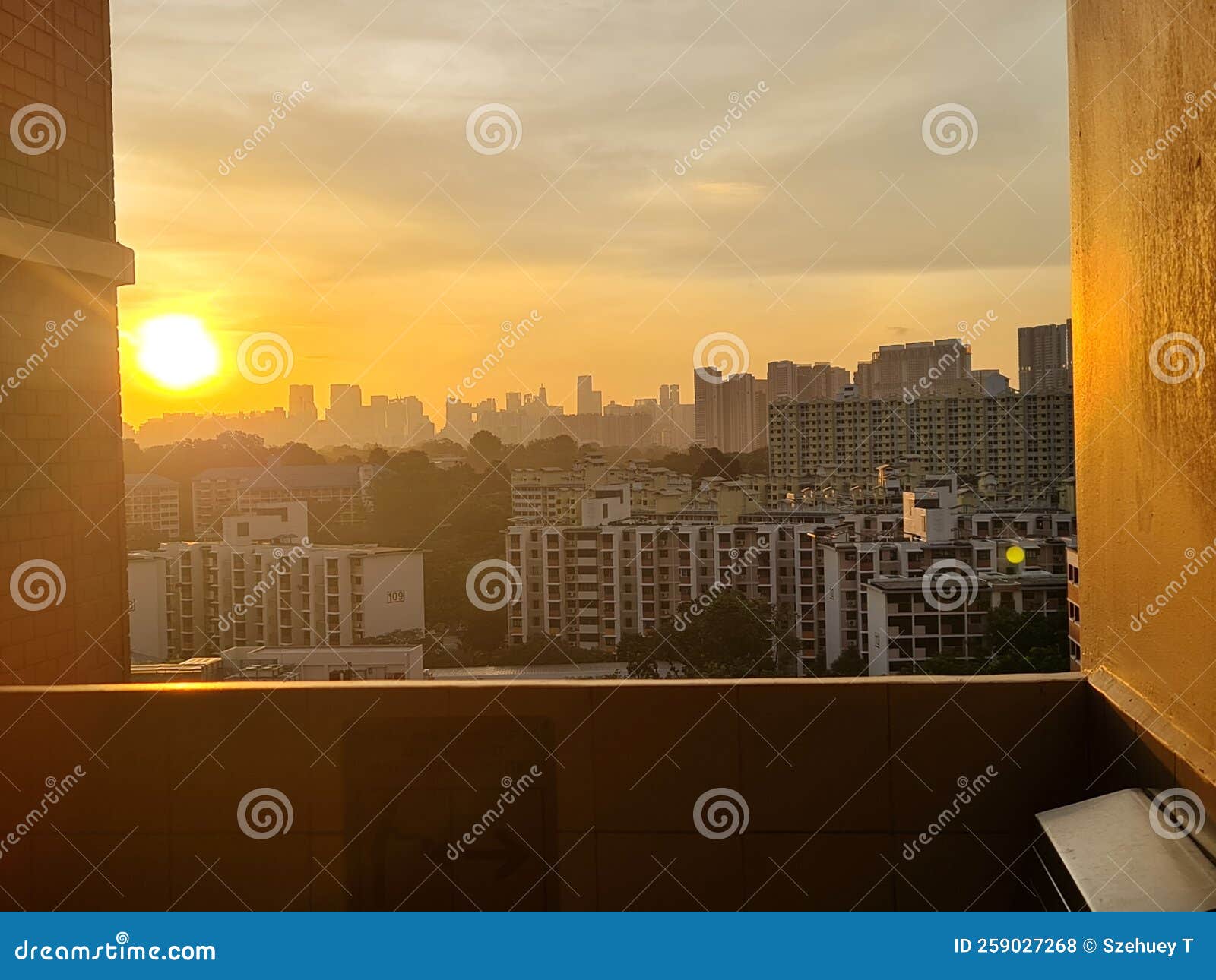 Residential Sun View stock photo. Image of sunrise, view 259027268