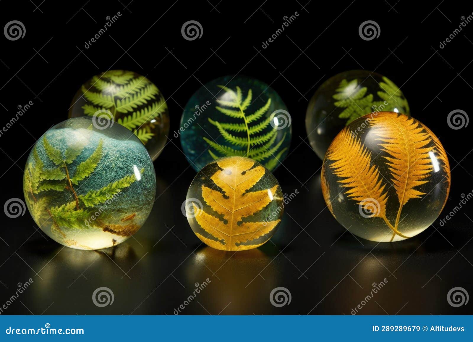 resin paperweights with a variety of preserved leaves