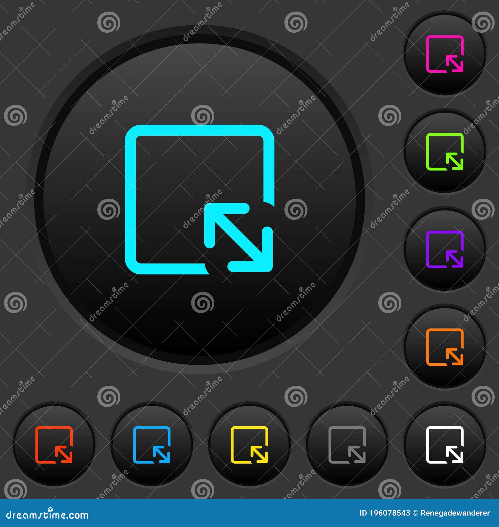resize object dark push buttons with color icons