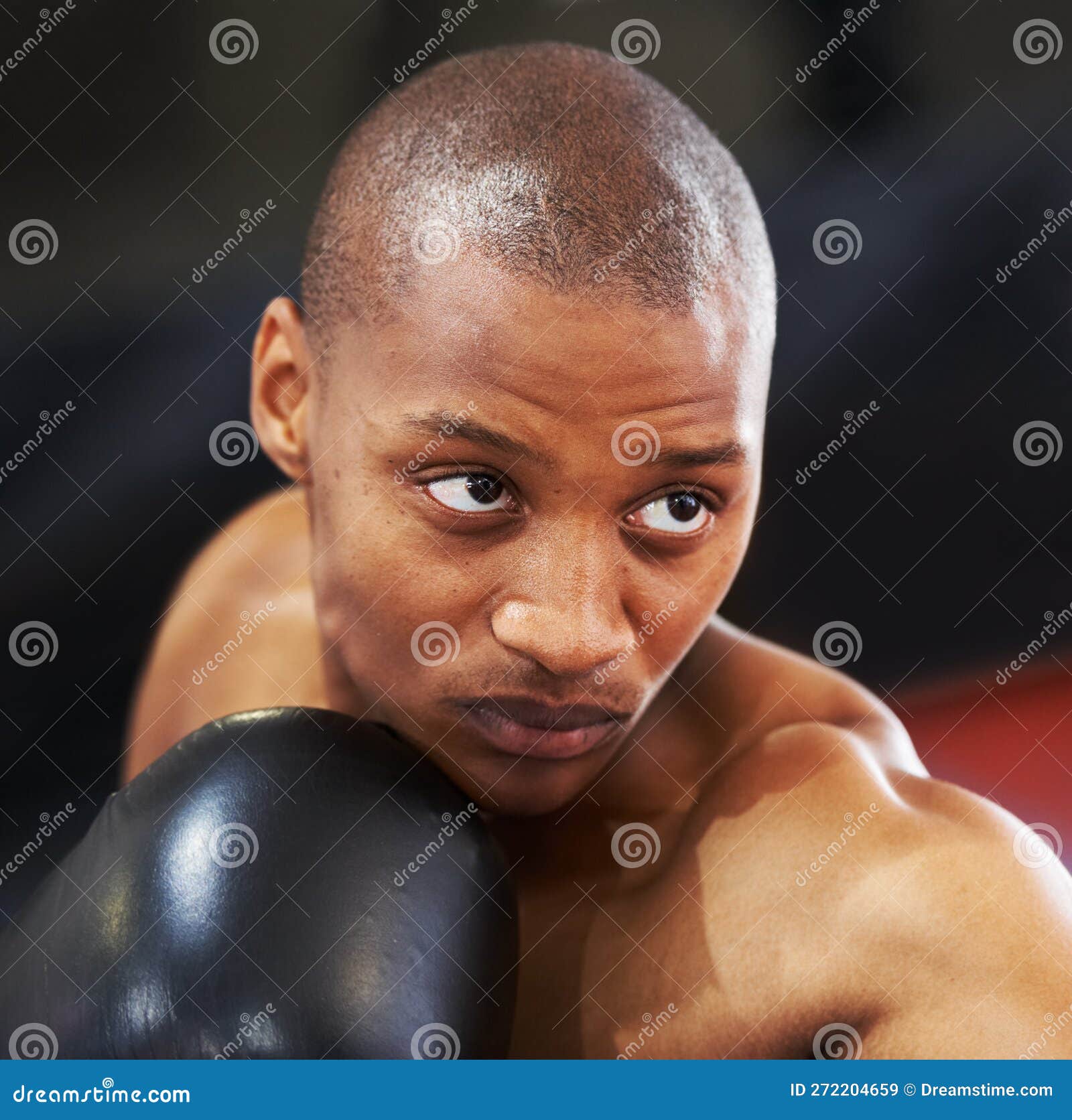 Resolved To Be the Best. a Young Boxer with Determination and Focus in