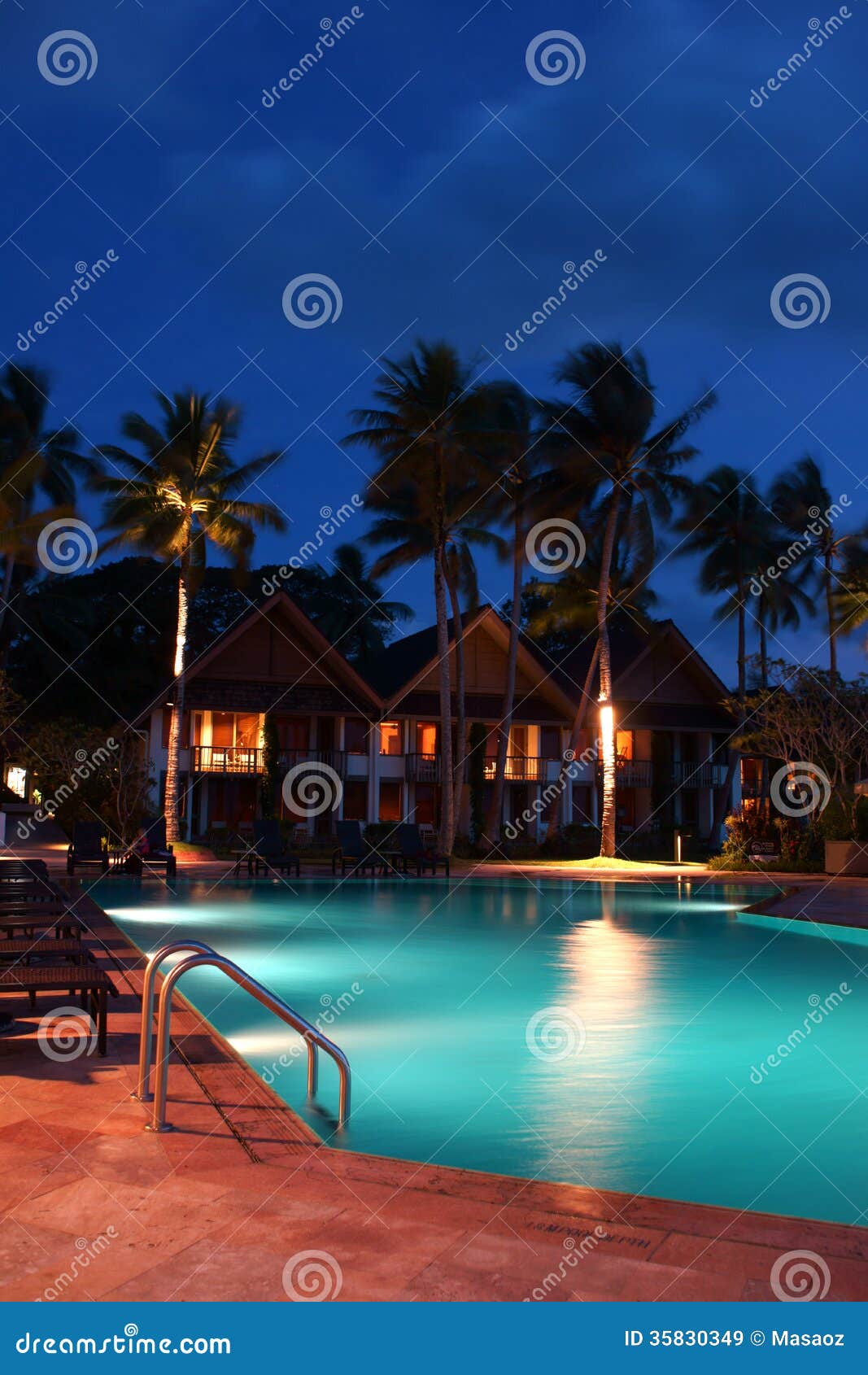 Resort hotel at night stock image. Image of dark, garden 35830349