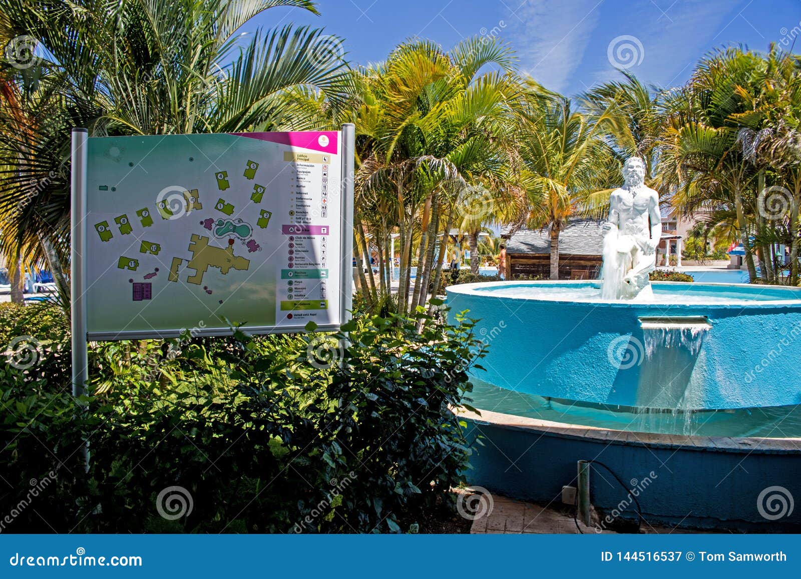 Map and Fountain at Playa Paraiso Resort in Cayo Coco, Cuba Editorial  Photography - Image of beach, flamenco: 144516537