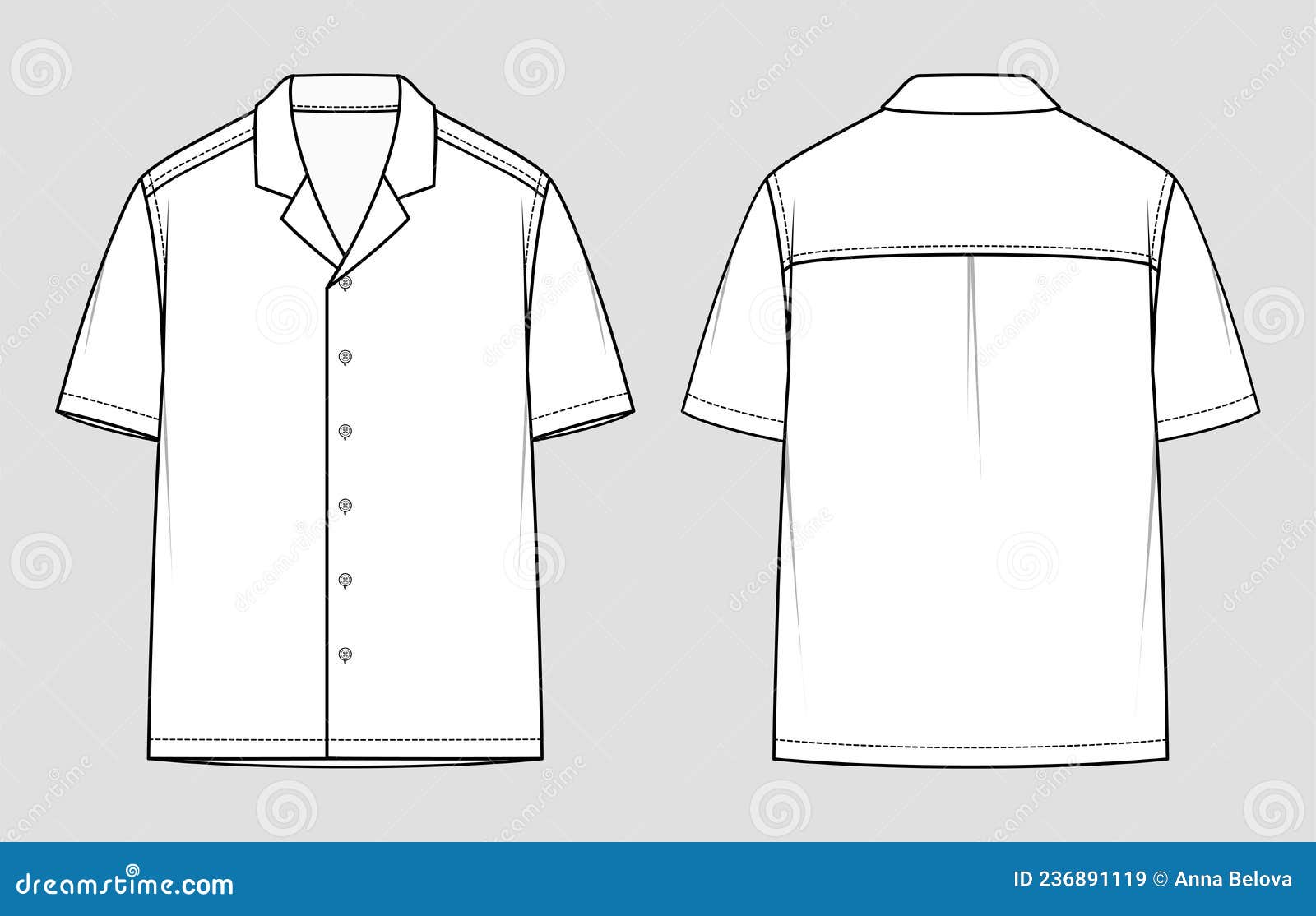 Flat sketch of knot detailed shirt. technical drawing of fashionable • wall  stickers fashion designer, young, summer | myloview.com