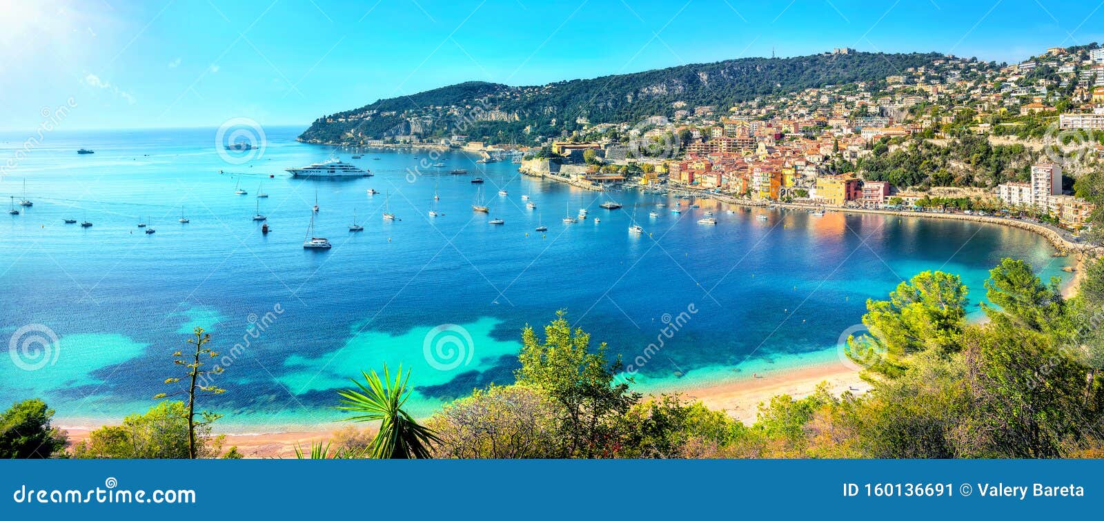 resort town villefranche sur mer. french riviera, cote d`azur, france