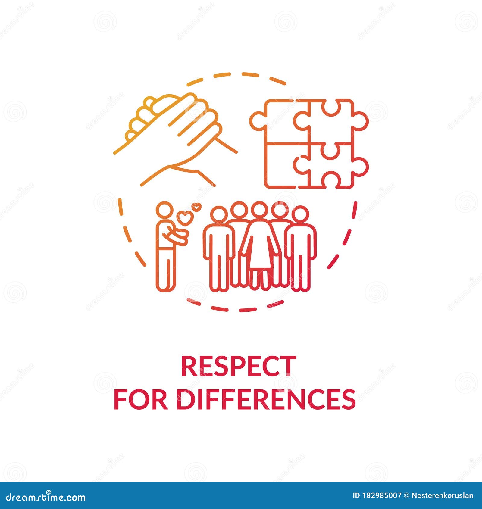 Respect for Differences Red Concept Icon Stock Vector Illustration of