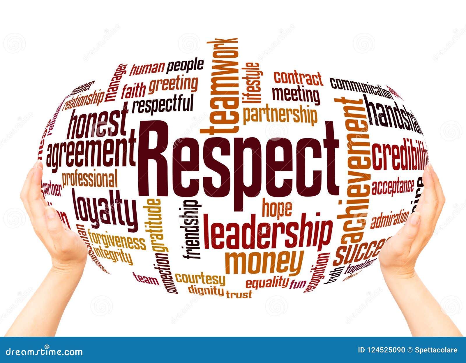 respect word cloud hand sphere concept