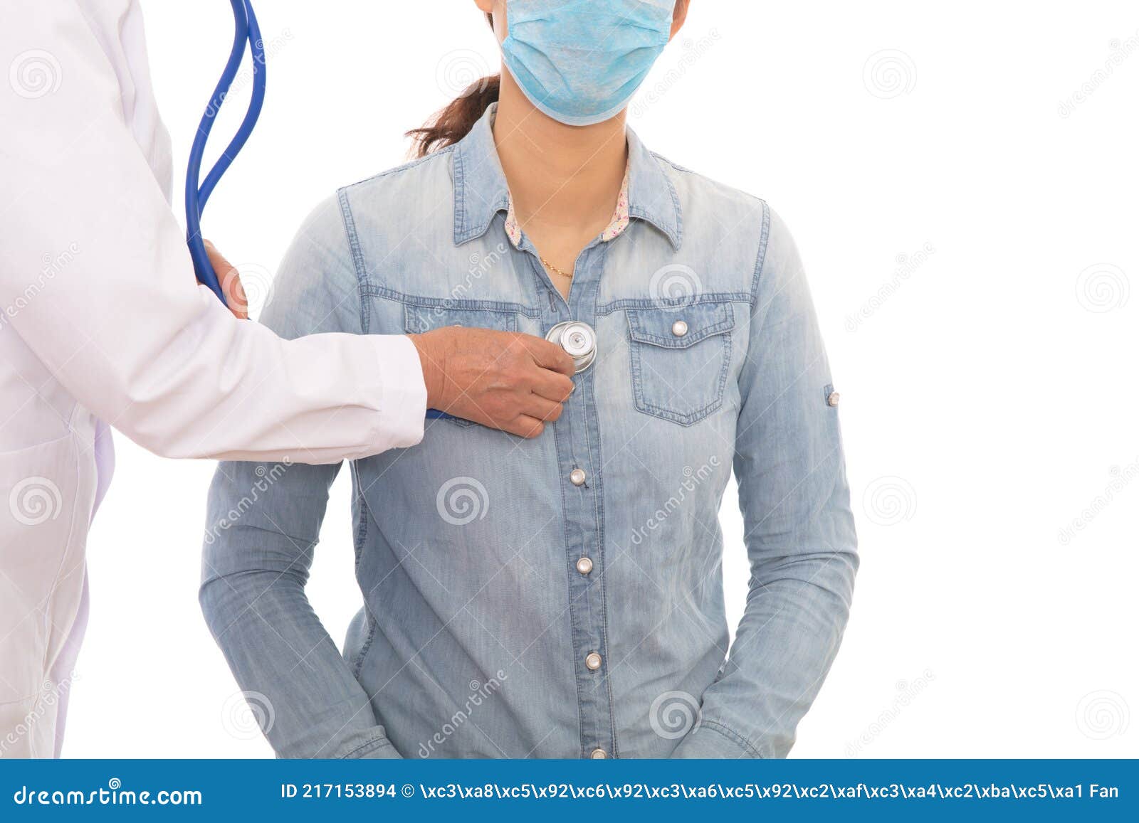 The Respiratory Doctor Examines the Lungs of the Patient Stock Photo