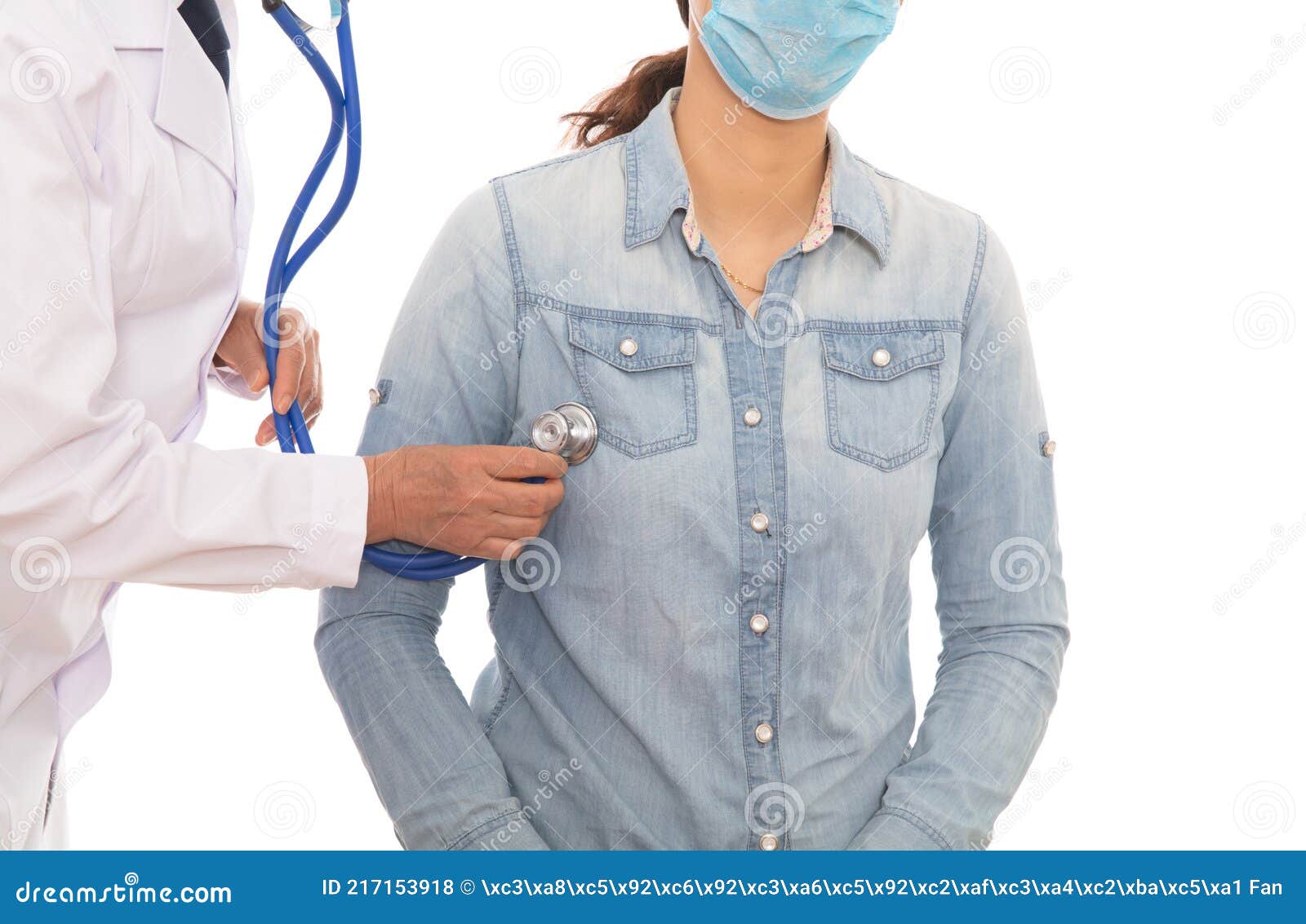 The Respiratory Doctor Examines the Lungs of the Patient Stock Photo
