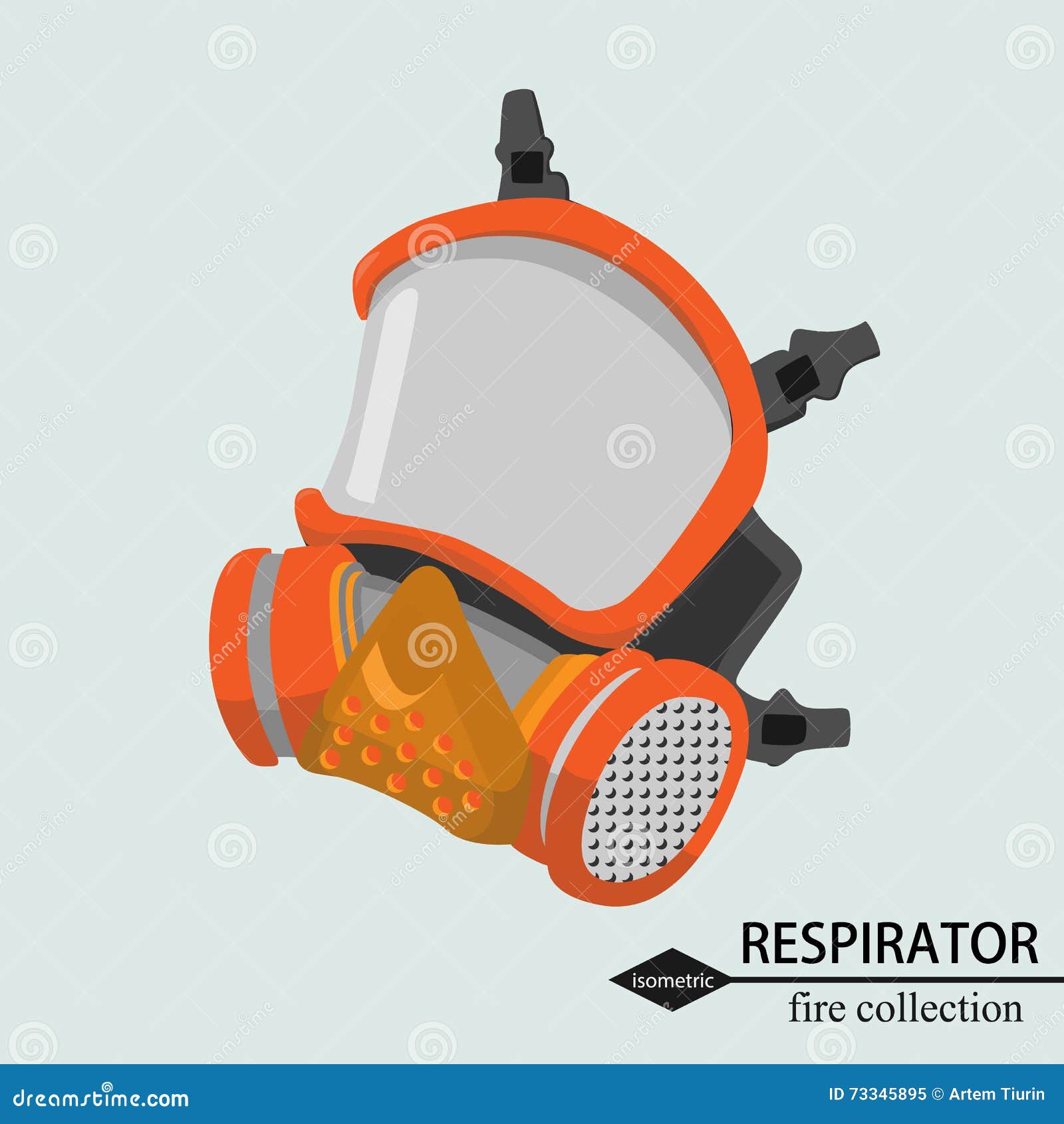 Respiratory Protection for the Tract Fire. Isometric Stock Vector