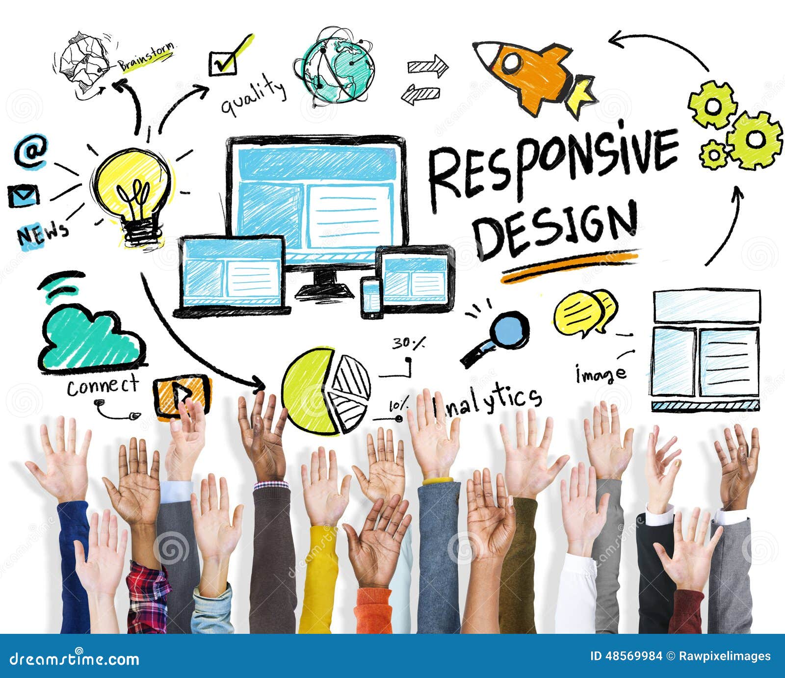 Responsive Design  Hands Volunteer Support Concept Stock