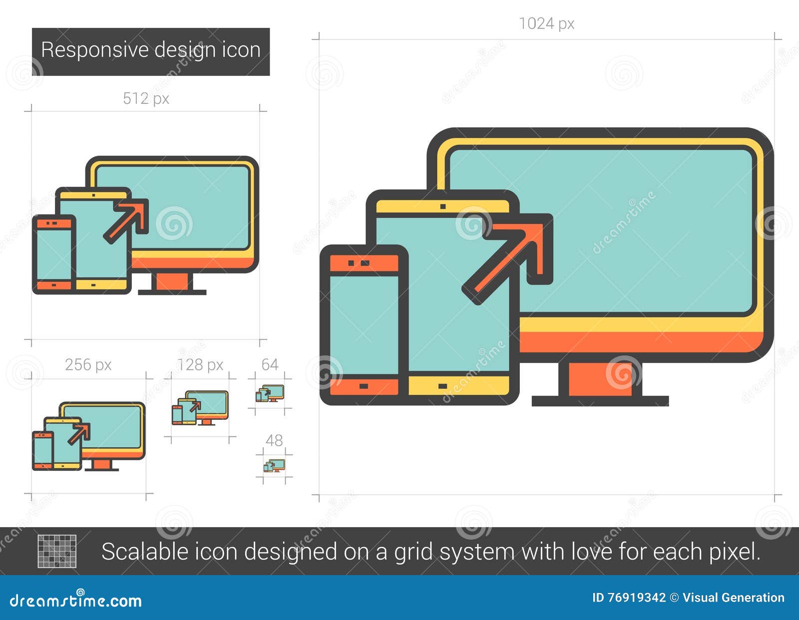 Download Responsive Design Line Icon. Stock Vector - Illustration ...