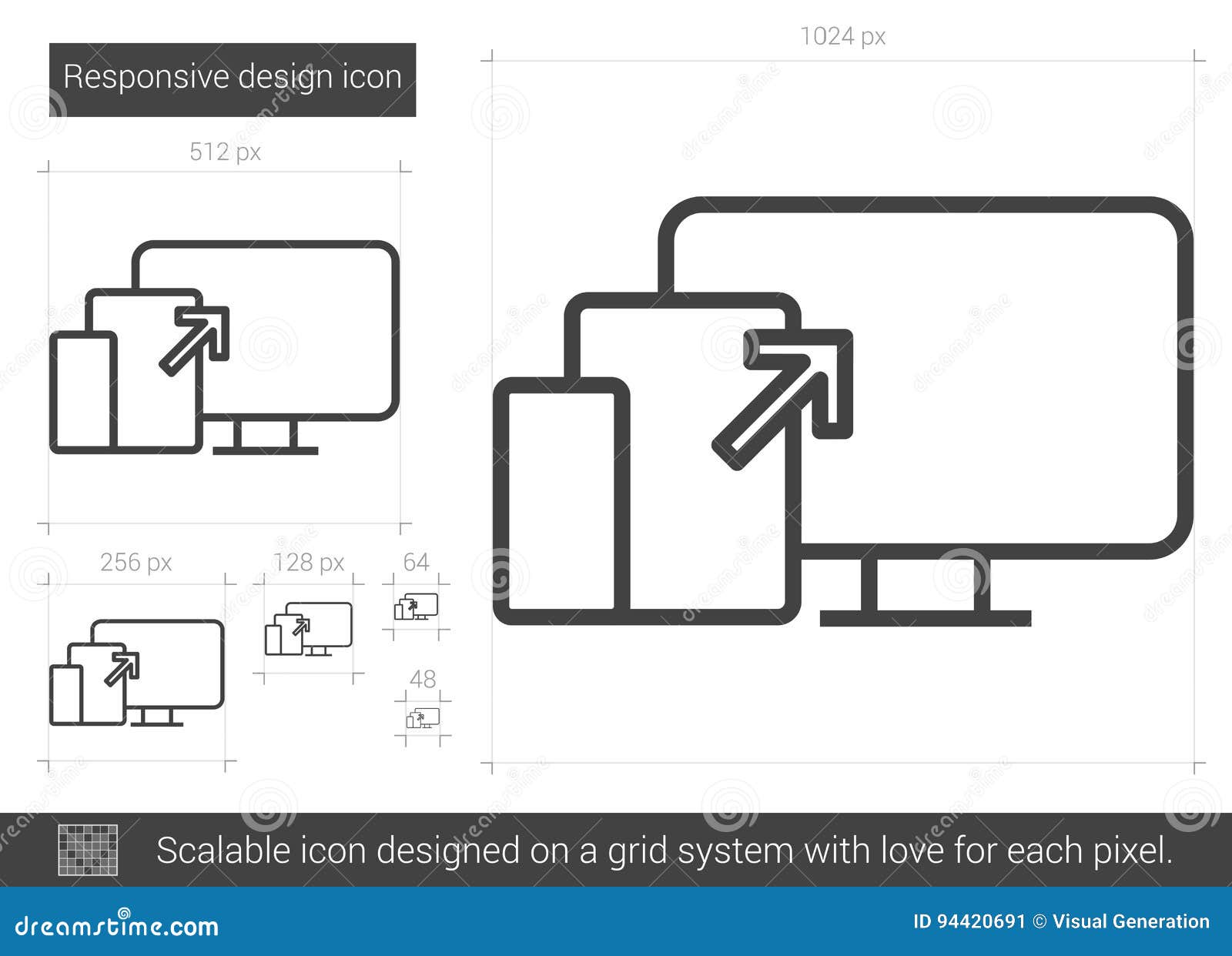 Download Responsive Design Line Icon. Stock Vector - Illustration of mobile, application: 94420691