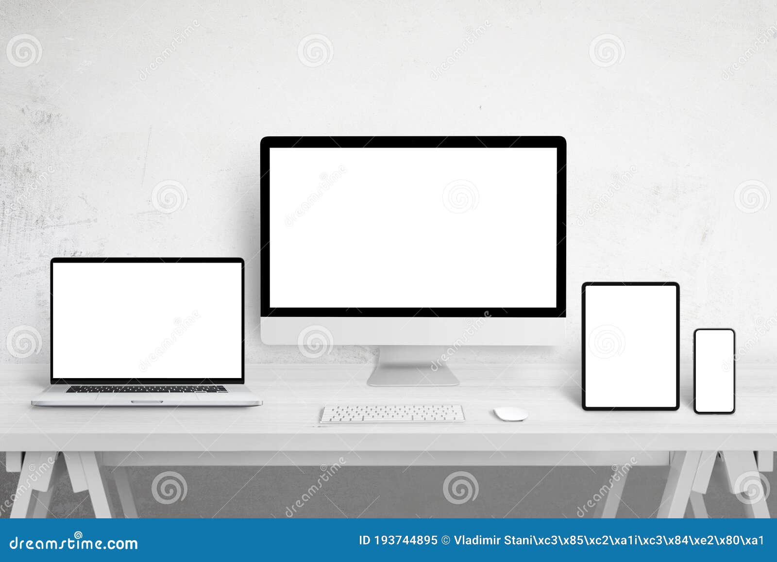 responsive devices mockup for web site  promotion on different display sizes.  white screens
