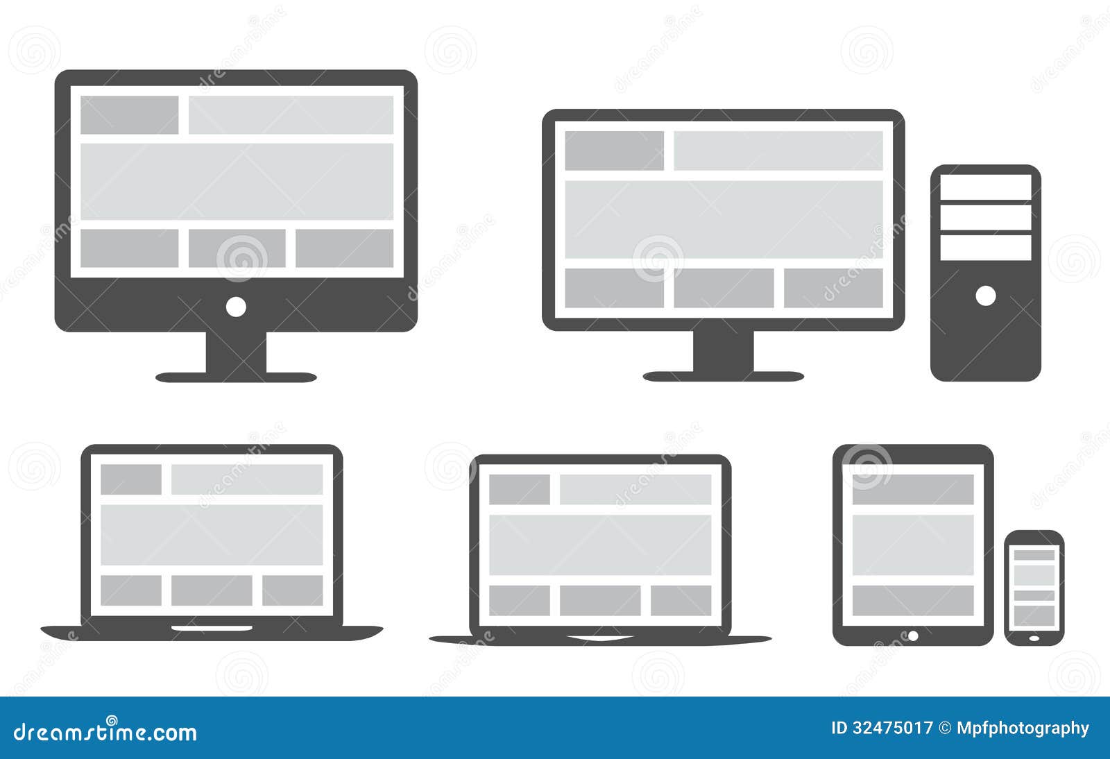 Responsive Grid And Web Design In Simplified Icons Stock Responsive Grid And Web Design In Simplified Icons Stock
