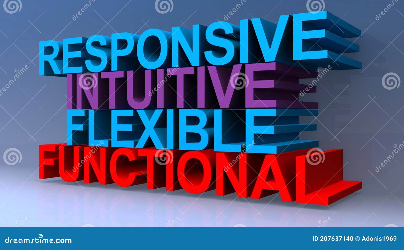 responsive intuitive flexible functional on blue