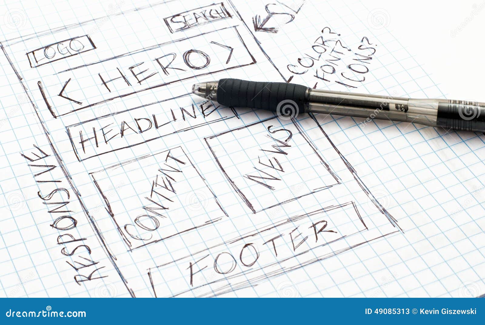 Responsive Web Design Sketch Stock Image Image Of Page