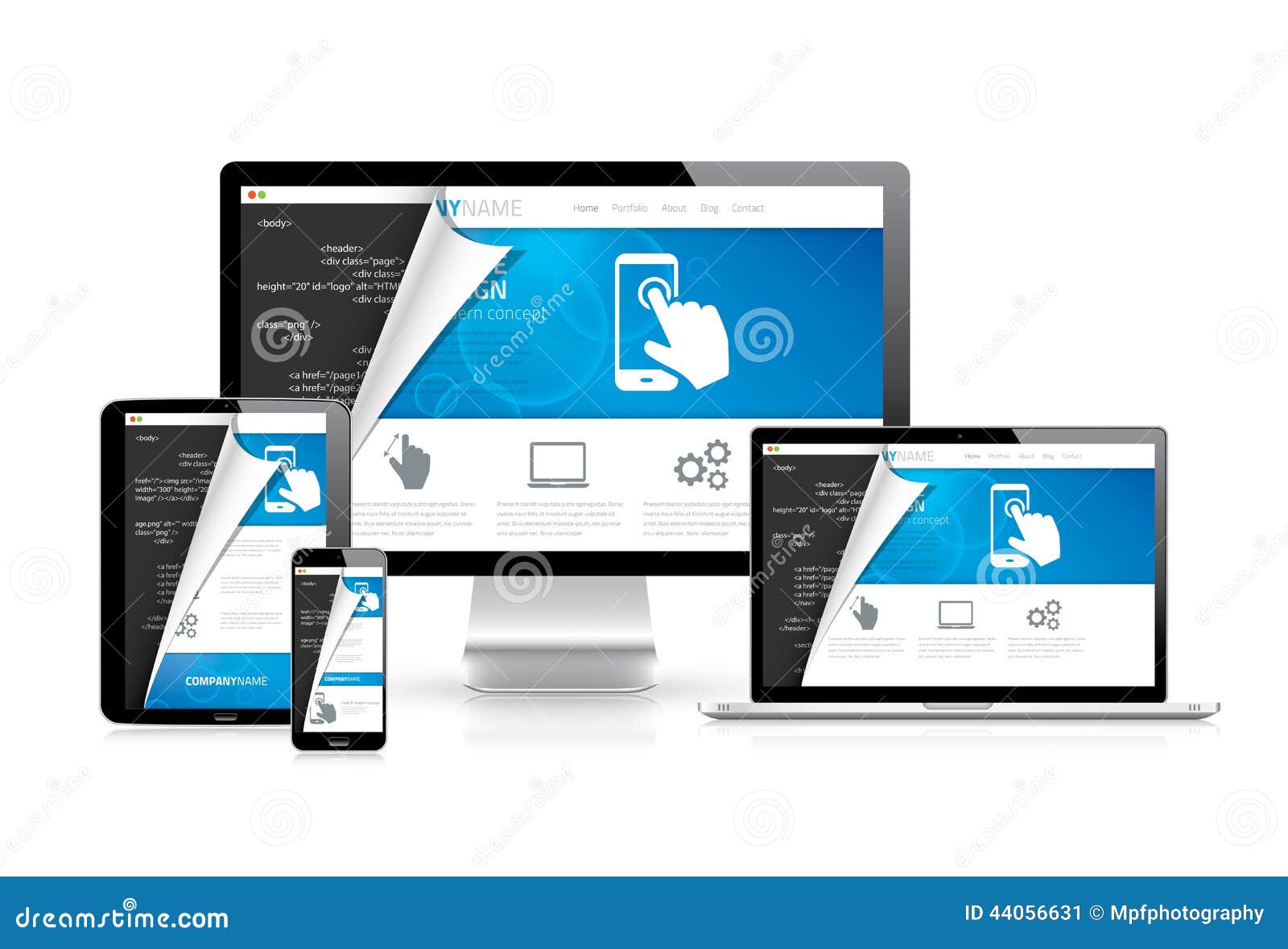 responsive web   with html code script in background