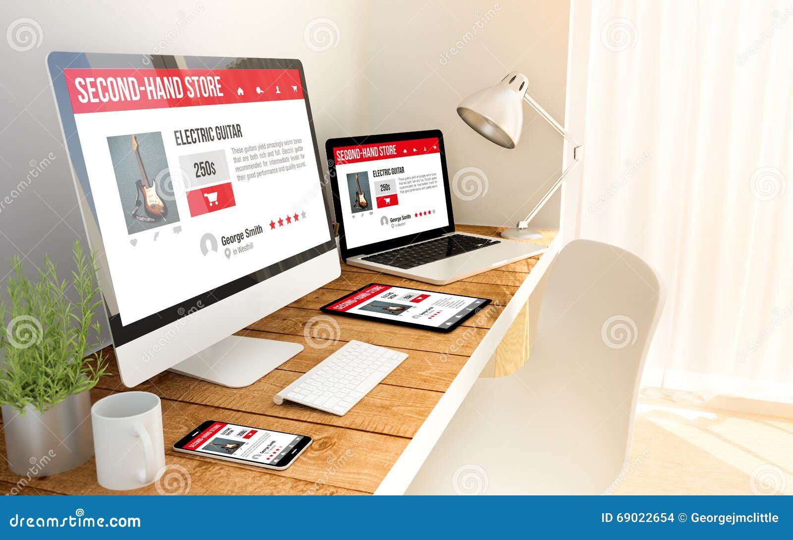 Resposive Web in Laptop Computer Tablet and Smart Phone Stock